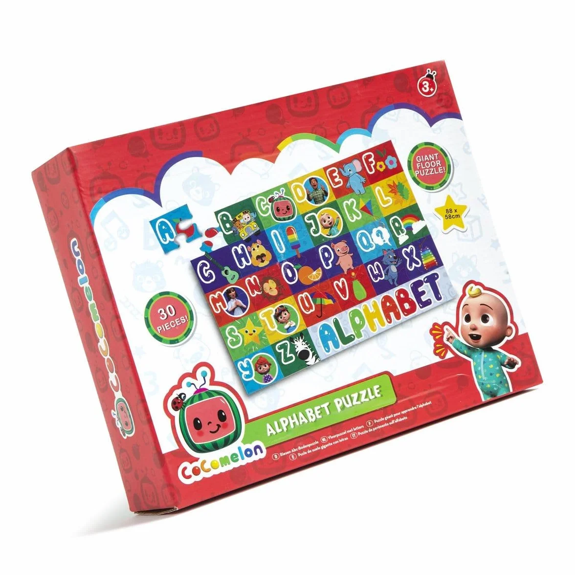 CoComelon 30 elementów, ogromne alfabet od A do Z, puzzle podłogowe, dla dzieci, nauka, aktywność, gra