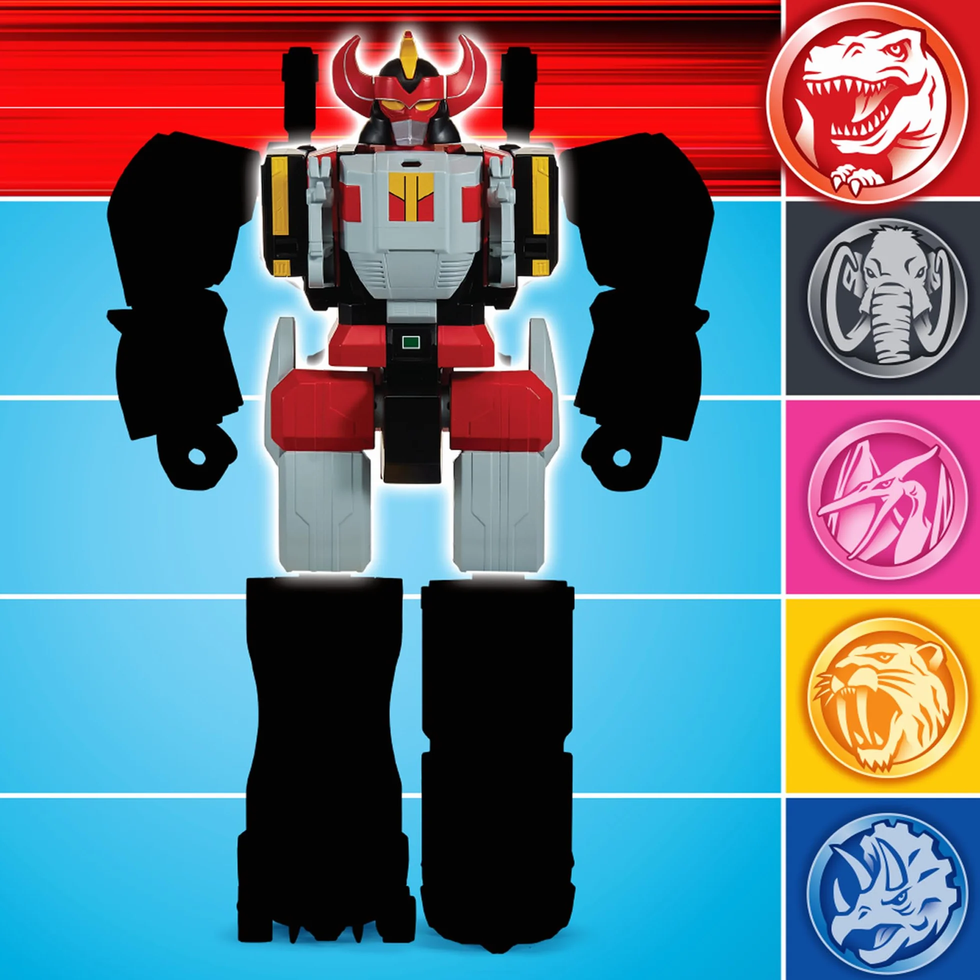 Power Rangers - Kolekcja Megazord, kombinowane Zords przegubowe, figurka, 20 cm, model Tyrannosaurus Rex Dinozord, dla dzieci od 4 lat, PWG001