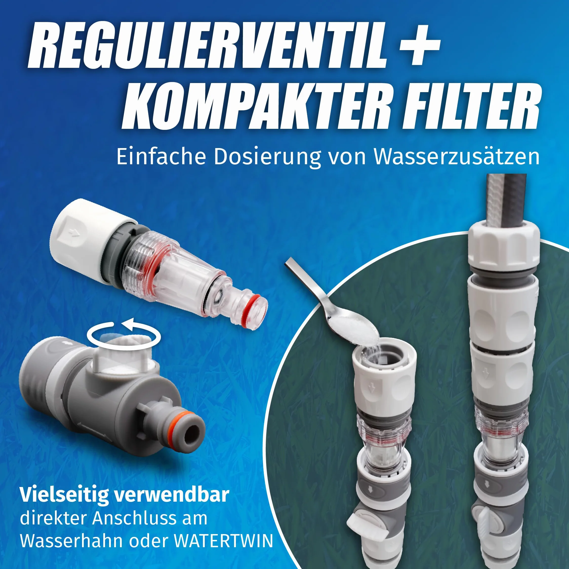 MaJoCompTec® CONNECT-30 zestaw do zbiornika na wodę i paliwo do przyczep kempingowych, akcesoria (zestaw przyłączeniowy z filtrem)