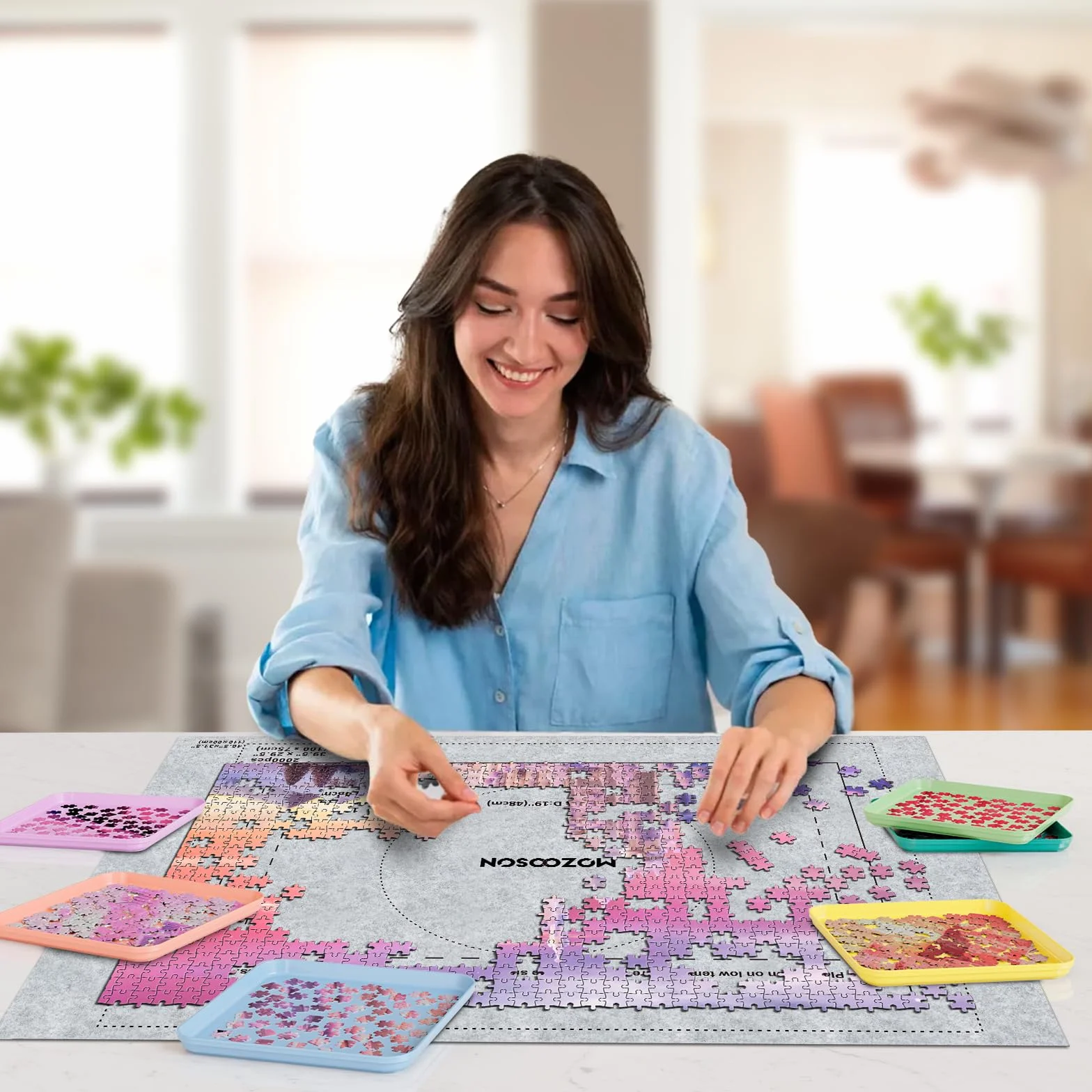 Puzzle tace do sortowania, 6 sztuk, zestaw akcesoriów do sortowania, do układania w stos, do 500/1000/2000 sztuk, tace na prezent dla miłośników puzzli, do organizacji puzzli