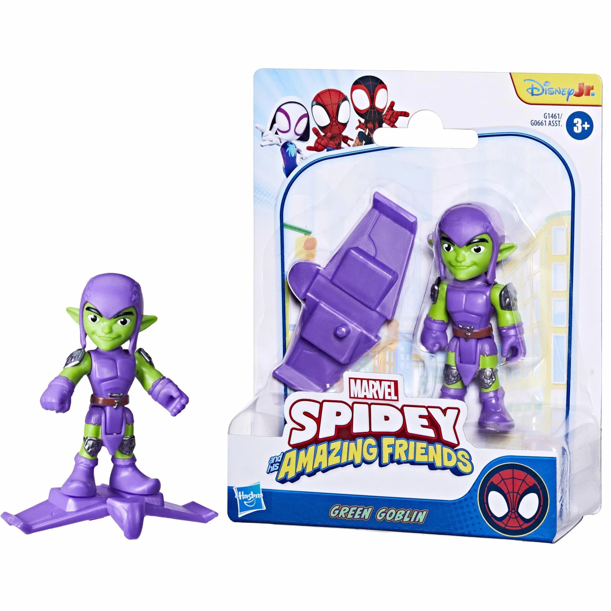 Zielony Goblin z serialu "Spidey i super-kumple" Marvela, zabawka z dodatkiem