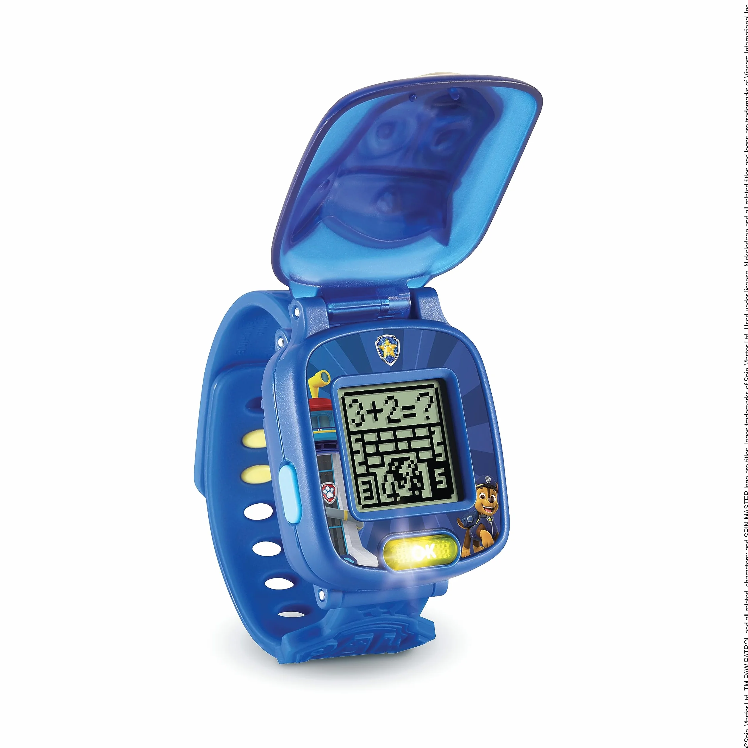 VTech PAW Patrol interaktywny zegarek Chase, zegarek dziecięcy z 4 grami, kolorowy ekran, z głosem Rydera, funkcja budzika i timera, język włoski, baterie w zestawie, 3-7 lat