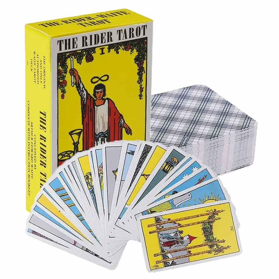 Waite karty tarota dla początkujących – 78 Rider Tarot Cards z poradnikiem dotyczącym wróżenia losu, gry karciane na imprezy, odpowiednie dla początkujących i doświadczonych graczy, tajemniczy prezent