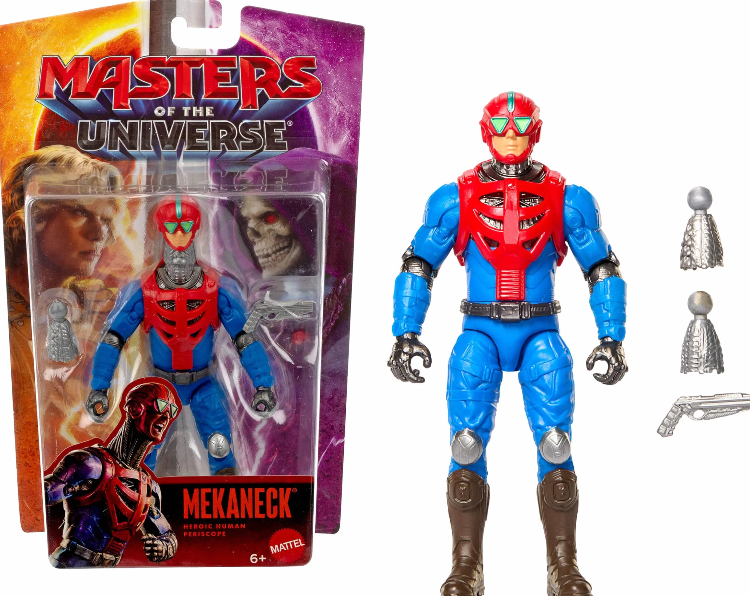 Masters of the Universe Władcy Wszechświata Film 2026 Mekaneck Figurka (ok. 14 cm w skali), bohaterski człowiek-peryskop, filmowy wygląd, 14 ruchomych punktów i blaster, zabawka dla dzieci 6+, JKH94