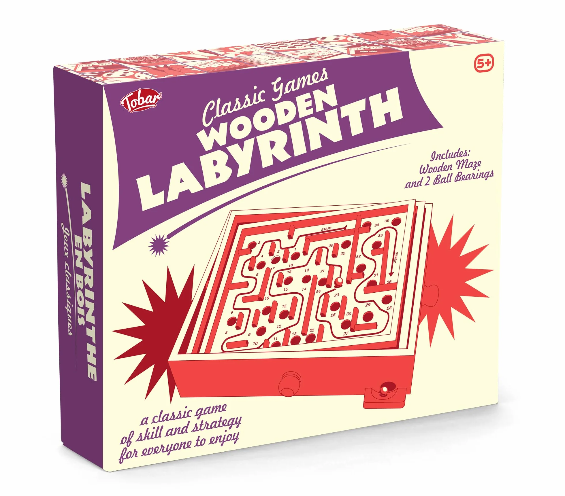 Tobar Drewniany labirynt Marmur Zabawka Labirynt, Brązowy