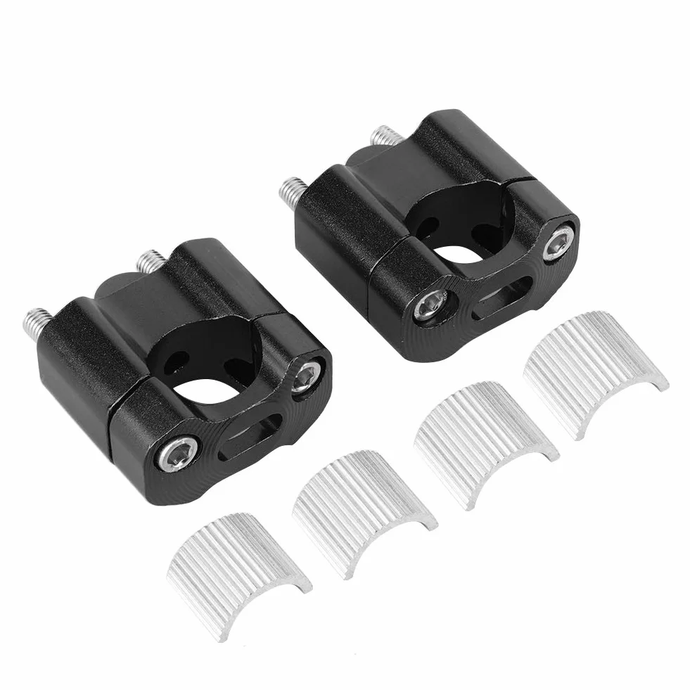 Para 22mm/28mm 1/8 Cala 7/8 Cala Zaciski do Mocowania na kierownicę Motocykla Adapter Podwyższający CNC Stop Aluminium, łatwy w Montażu Bez Wiercenia i Spawania (BLACK)