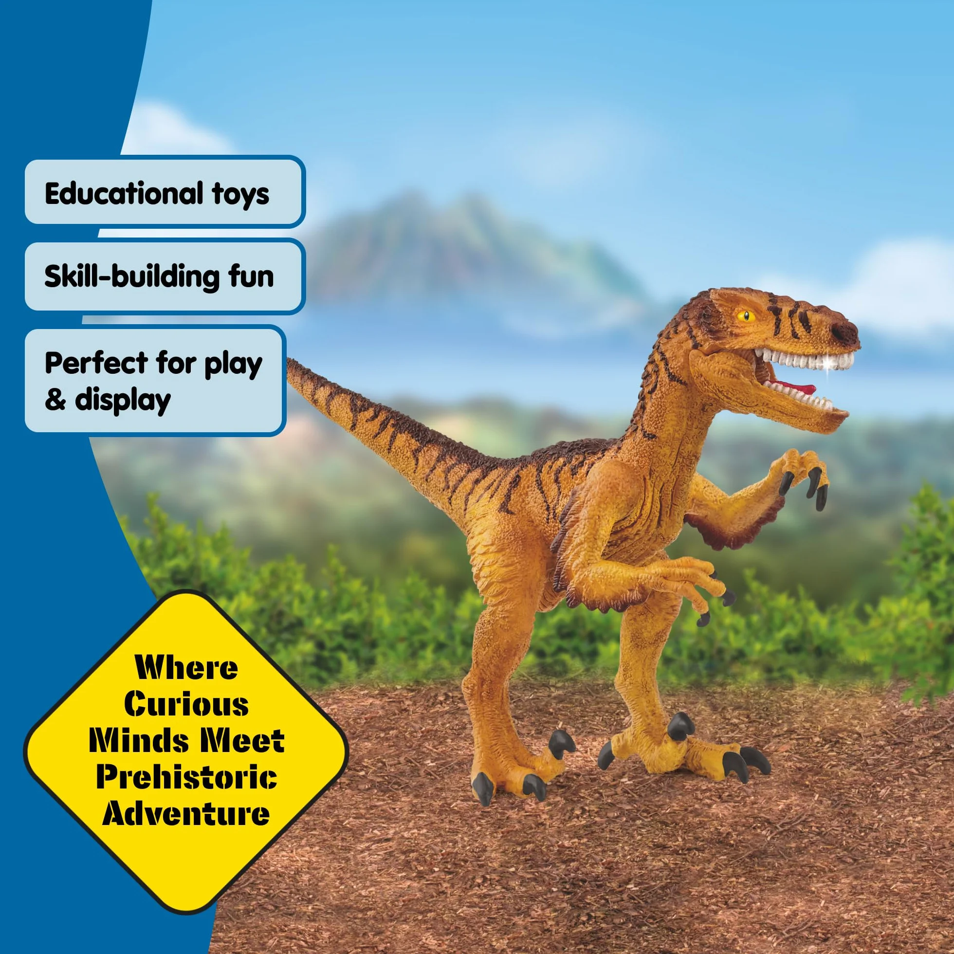 schleich DINOSAURS | Welociraptor 15045 | Szczegółowa figurka dinozaura z ruchomą szczęką i łapami | Prezent dla dziewczynek i chłopców | Od 3 lat | 6 × 18 × 10 cm