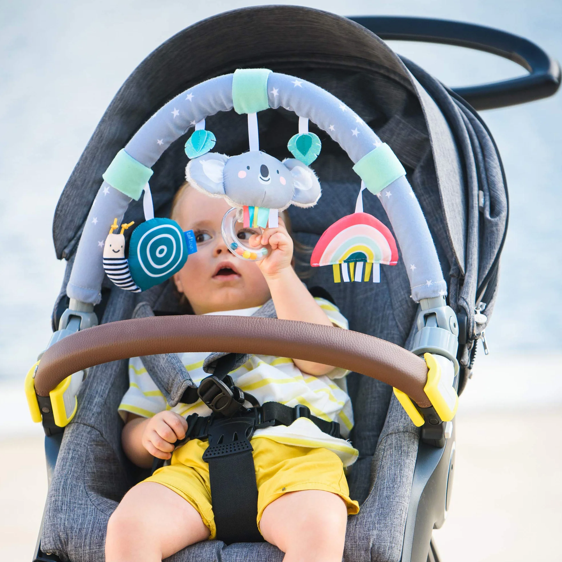 Taf Toys Koala Daydream Pram, Stroller & Car Seat Arch. Ideal for Infants & Toddlers, Activity Arch with Fascinating Toys, Stimulates Baby’s Senses & Motor Skills Development, for Easier Outdoors