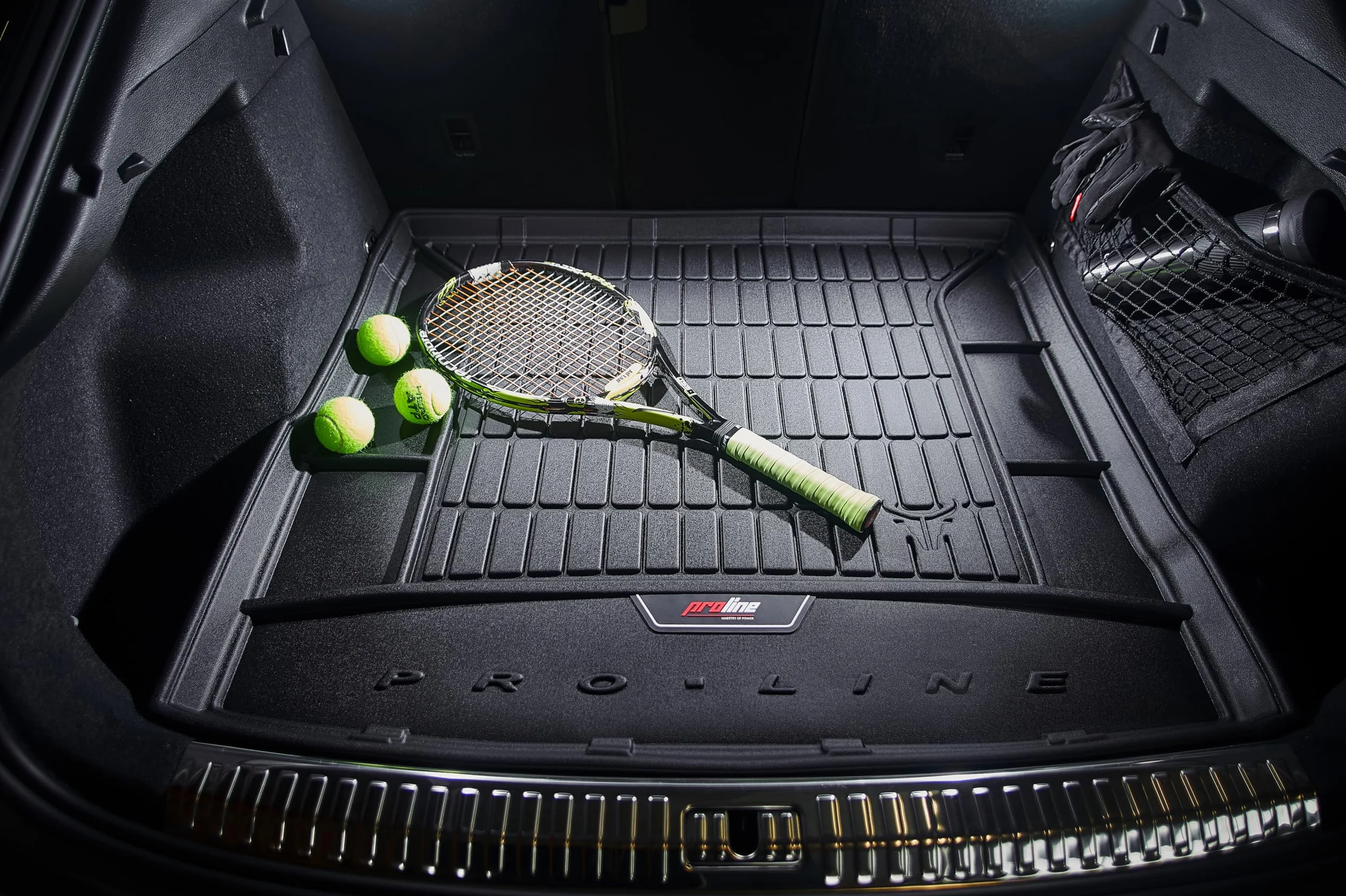 FROGUM ProLine 3D z logo gumowa eskluzywna mata do bagażnika dopasowana do Ford S-Max II 2014-2023 | Wygodny organizer | Najwyższe ranty | Stylowy design