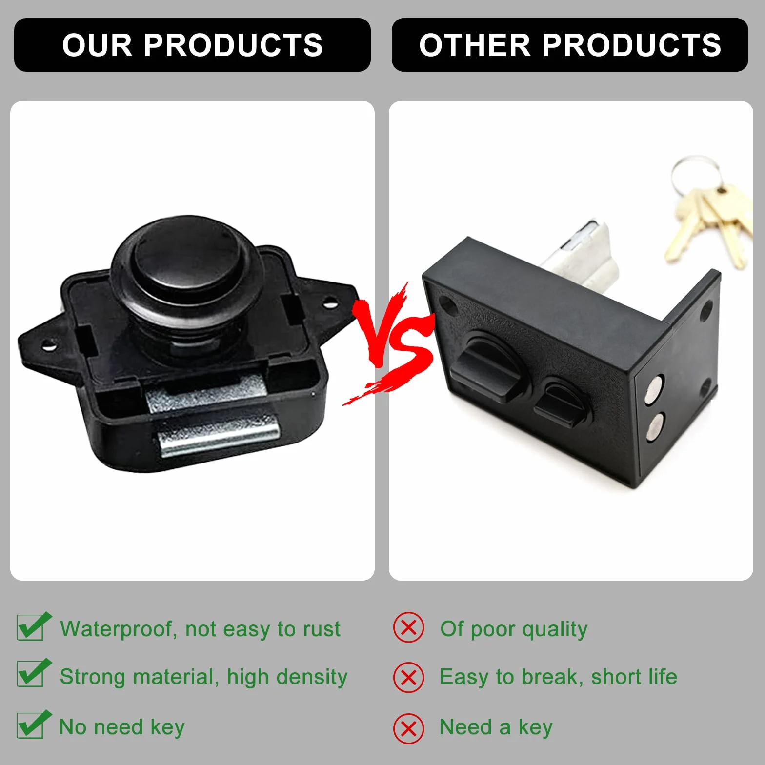 Zamki do przyczepy kempingowej, 10 sztuk, Push Lock, zamek do przyczepy kempingowej, push lock, zamek do drzwi, cabinet, przenośna blokada Push Lock, do kamperów, przyczep kempingowych, vanów, motorów, jachtów, łodzi