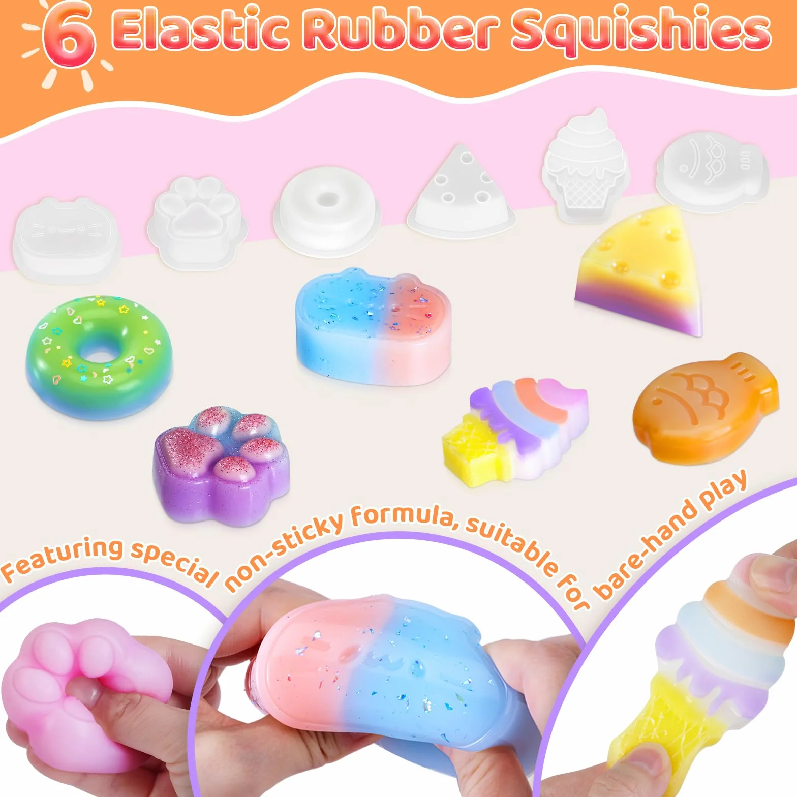 Highttoy Zestaw do tworzenia świecących w ciemności zabawek Squishy, 480ml płynnego silikonu AB o proporcjach mieszania 1:1, 6 opakowań zabawek Squishy z gumy silikonowej