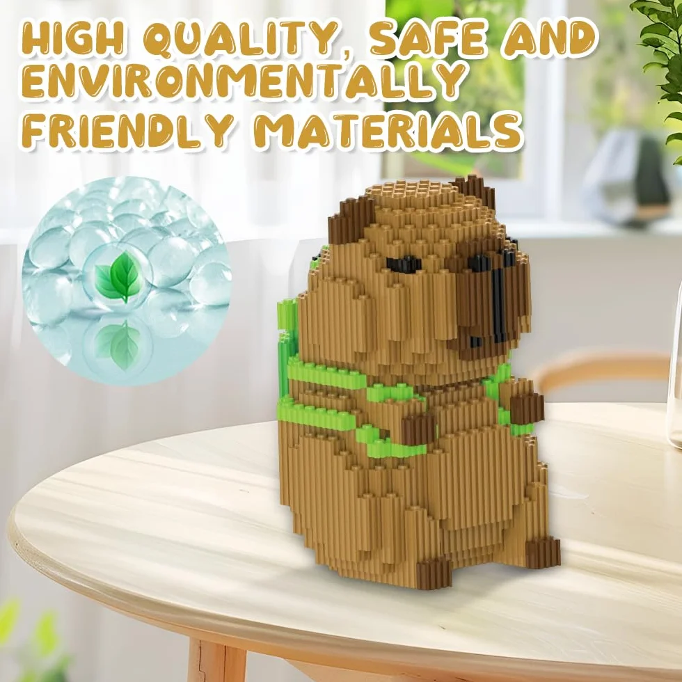 Capybara Zestaw klocków, 1606 bloków, klasyczne mini klocki z kreskówki, cząsteczki z tworzywa sztucznego, zestaw klocków do budowy mikro Capybara, model 3D, zwierzęta, bloki budowlane dla