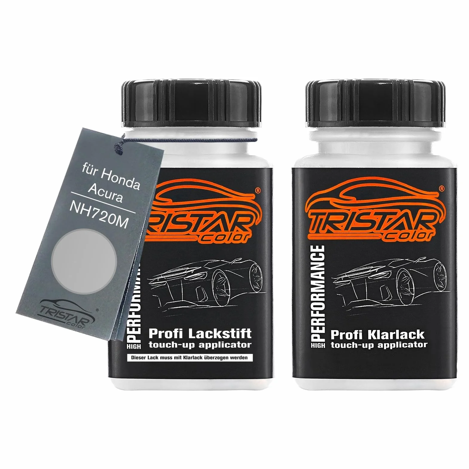 TRISTARcolor Lakier samochodowy Zestaw sztyftów Touch-up dla Honda/Acura NH720M Dusk Grey Metallic Lakier bazowy bezbarwny 50ml kazdy