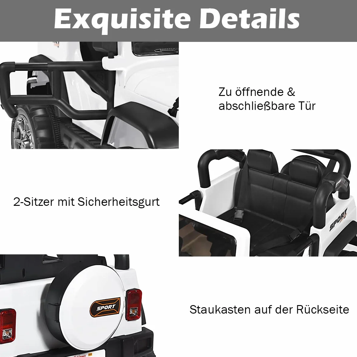 COSTWAY Samochód elektryczny dla dzieci, 2-osobowy z pilotem zdalnego sterowania 2,4 G, 3 biegi 12 V, samochód dziecięcy z MP3, muzyka, klakson i reflektor, Auto 2,5-4 km/h, dla dzieci od 3 lat