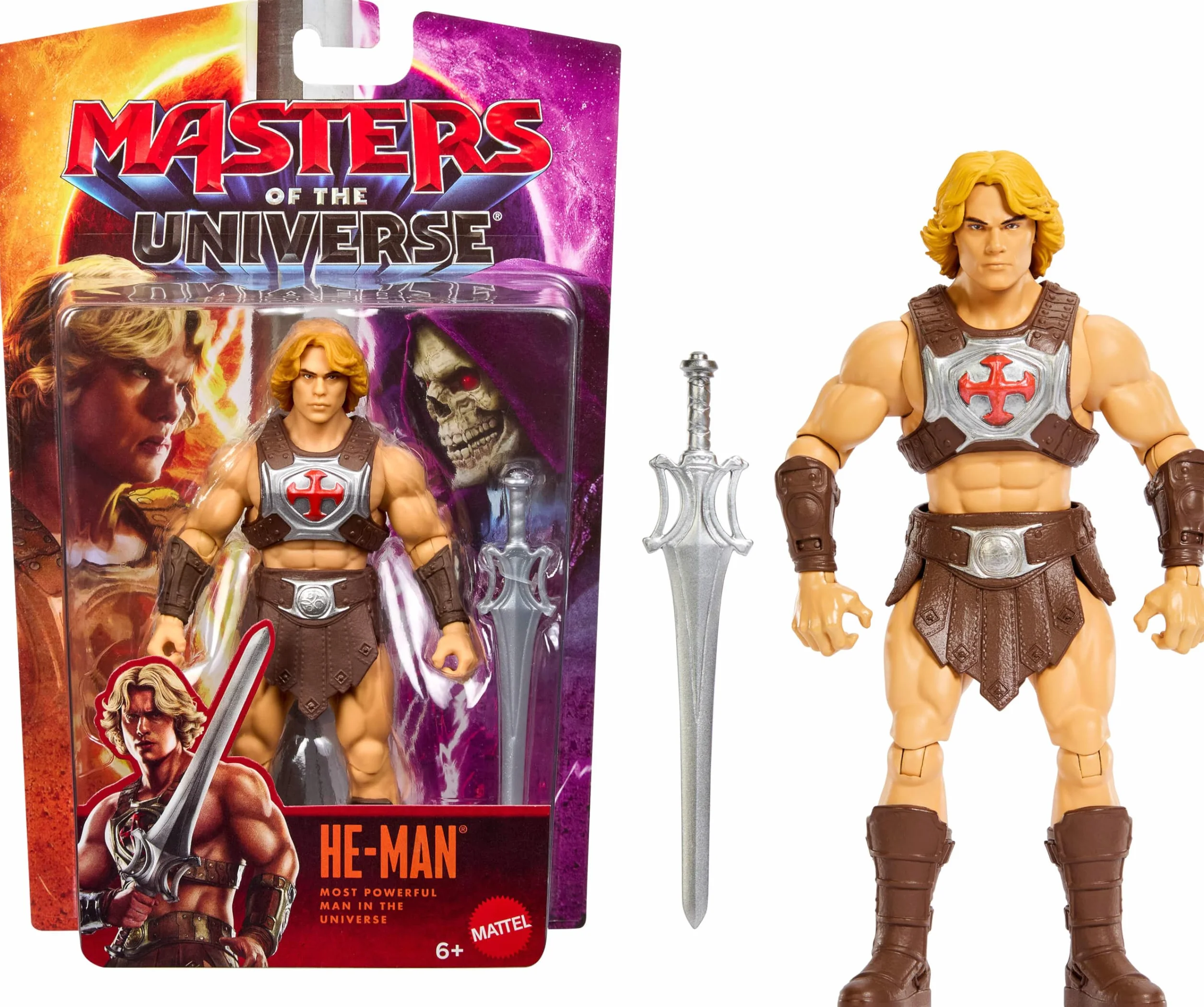 Masters of the Universe Władcy Wszechświata Film 2026 He-Man Figurka podstawowa (ok. 14 cm w skali), filmowy wygląd jak Nicholas Nick Galitzine, 14 punktów ruchu i Miecz Mocy, dla dzieci 6+, JKH89
