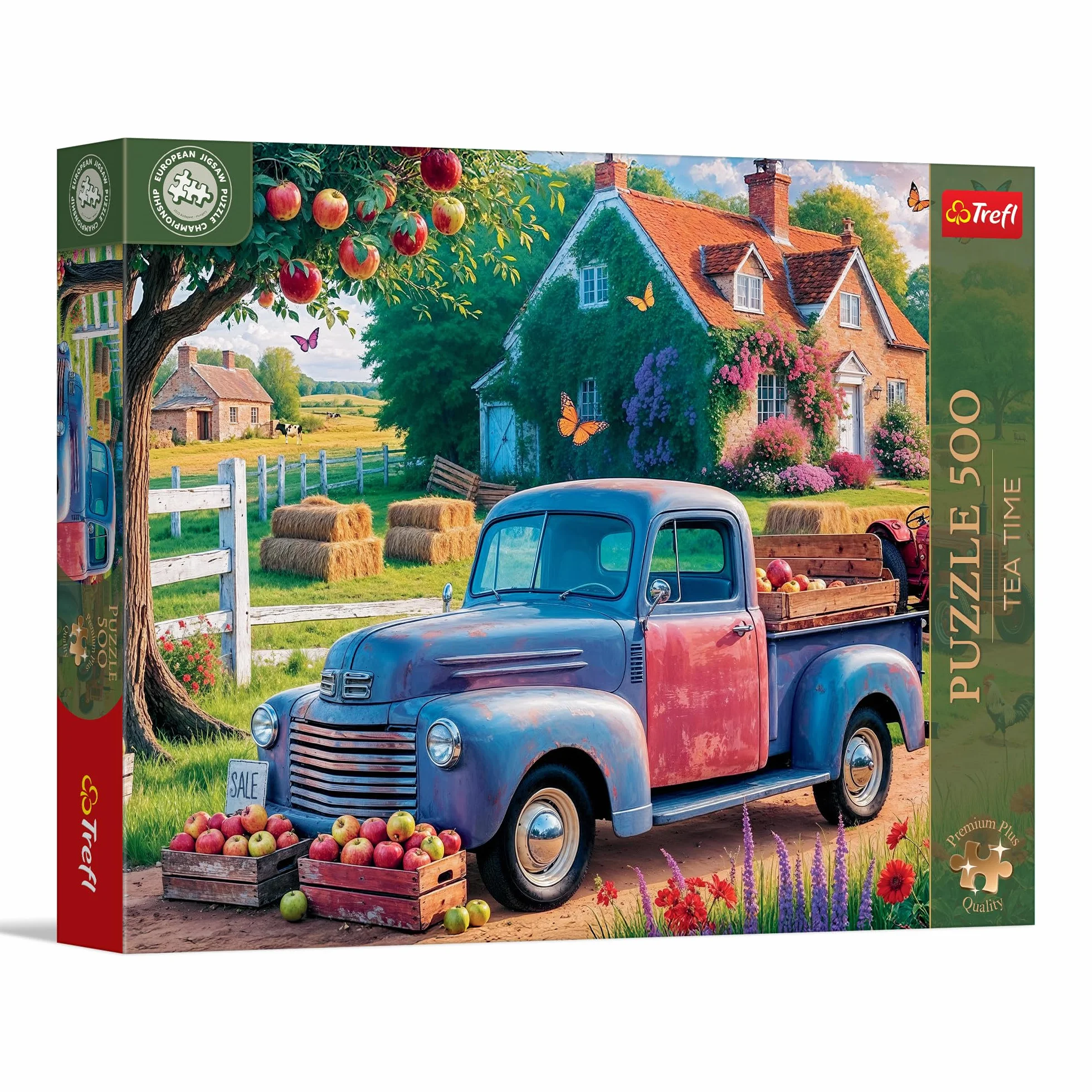 Trefl Premium Plus Quality - Puzzle Tea Time: Samochód Farmera - 500 Elementów, Seria Malowanych Nostalgicznyh Obrazków, Idealne Dopasowanie Elementów, dla Dorosłych i Dzieci od 10 lat