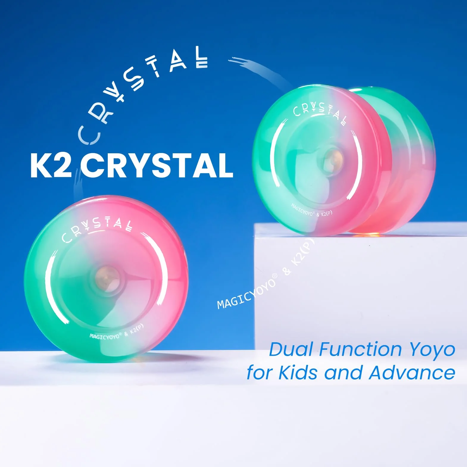 MAGICYOYO JoJo K2, Crystal Yoyo dla dzieci, Dual Purpose YoYo dla początkujących i profesjonalistów, responsywna/nieresponsywna sztuczka JoJo z 12 strunami, narzędzie do przechowywania i pudełko na