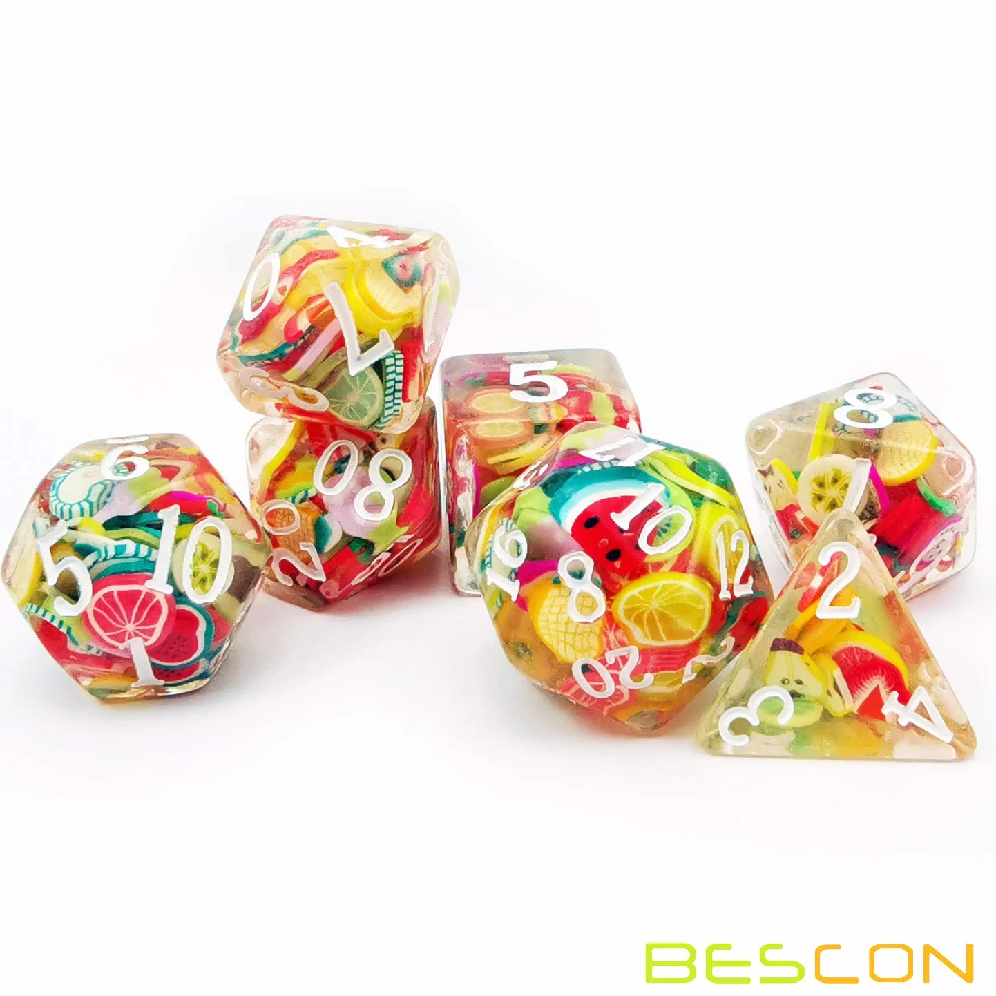 Zestaw kości wielościennych Bescon Fruit, nowościowy zestaw kości RPG z 7 kościami