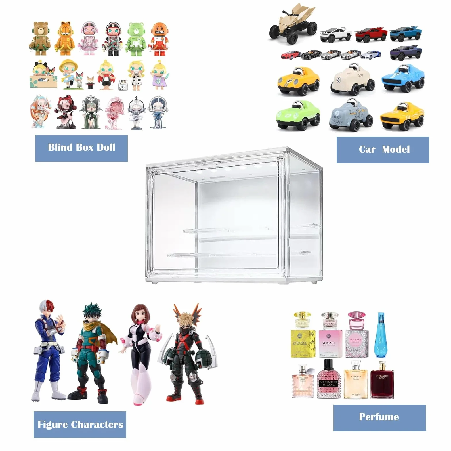 Witryna kolekcjonerska, przezroczyste pudełko prezentacyjne z LED, akrylowa gablota z magnetycznymi drzwiczkami do Funko Pop, figurki Pop, modelki, figurki akcji, niewidome pudełko 27 × 21 ×