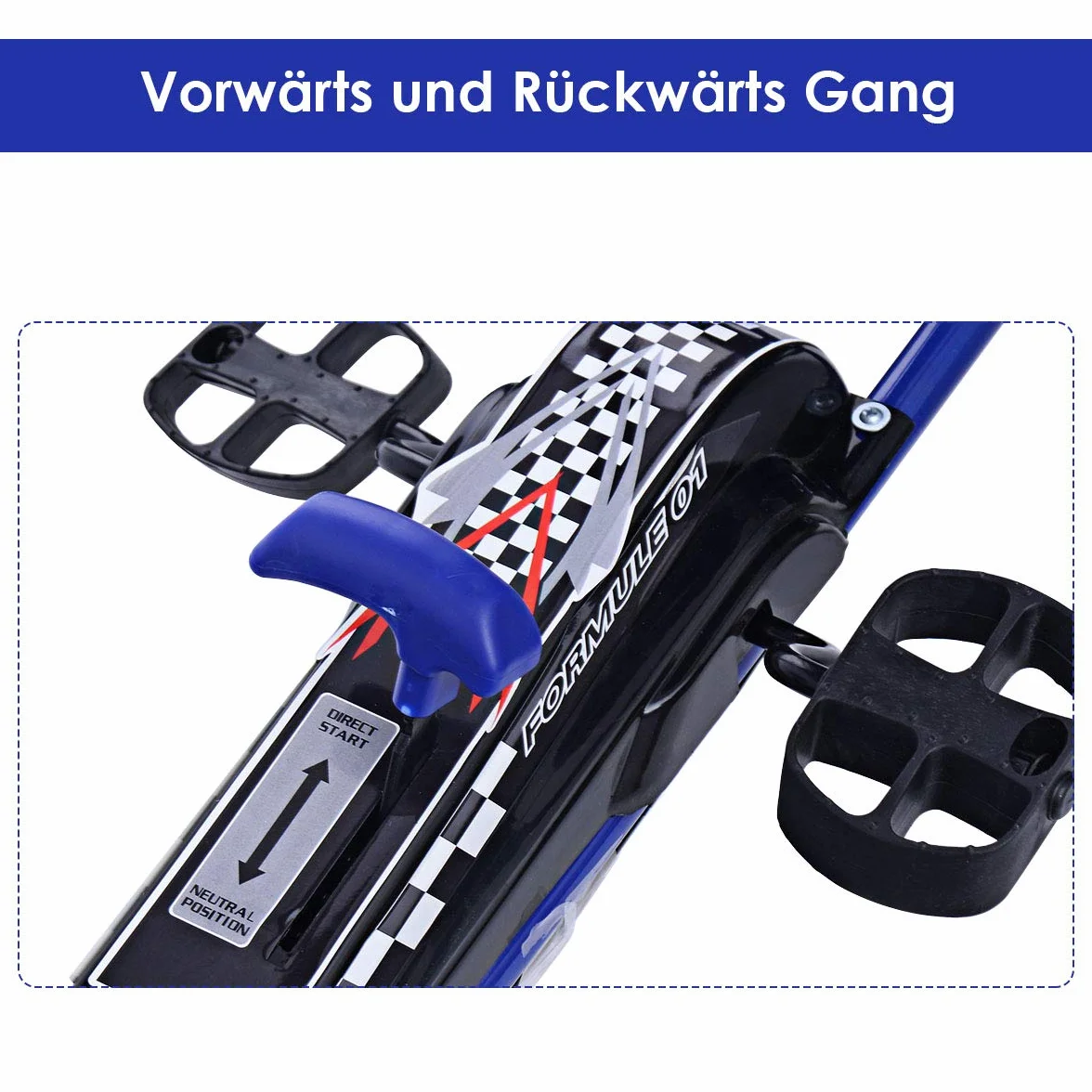 COSTWAY Gokart z hamulcem ręcznym i regulowanym siedziskiem, samochód na pedały z biegiem do przodu i do tyłu, Go Cart dla dzieci od 3 lat, pedały, pojazd pedałowy, pojazd dziecięcy 98 x 59 x 61 cm