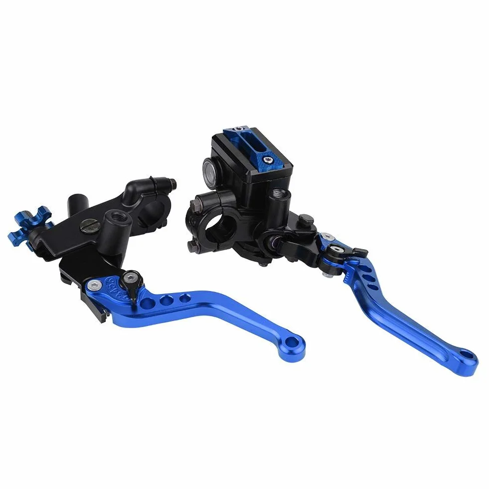 Jedna para lewej i prawej dźwigni sprzęgła, 1 para 7/8"(22 mm) uniwersalnych dźwigni zbiornika głównego cylindra sprzęgła hamulca motocykla (niebieskie)