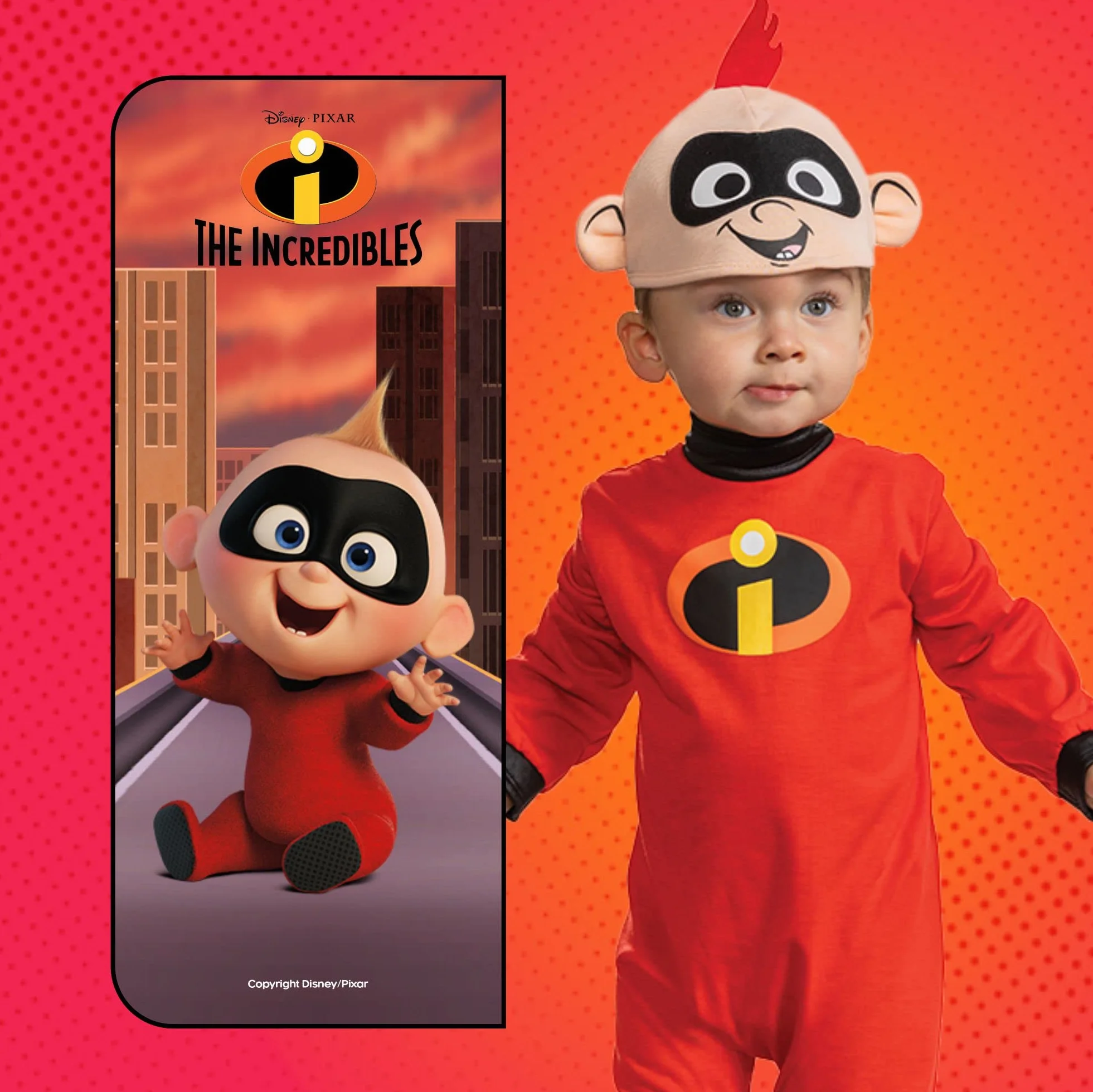Disguise Oficjalny Strój Jack-Jack Iniemamocni Disney Pixar dla Niemowlęcia, Kombinezon Superbohater, 1-2 Lat