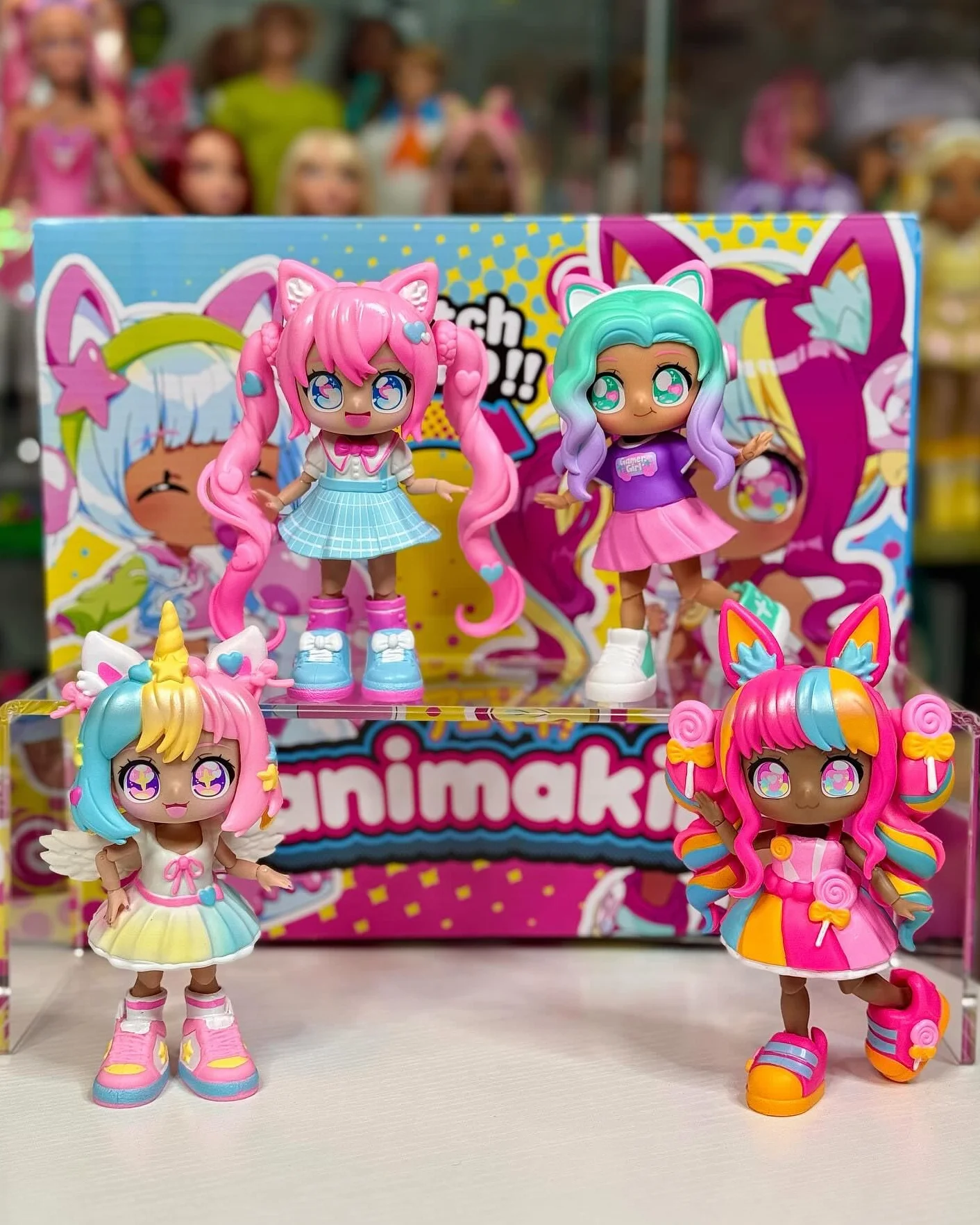 Animakii Modne lalki – konfigurowalny cyberpunk + styl gracza – 5-calowa modna lalka z 32 stylizacjami w jednym – akcesoria dla lalek, ubrania, buty i talerze na twarz – modne zabawki dla dziewcząt