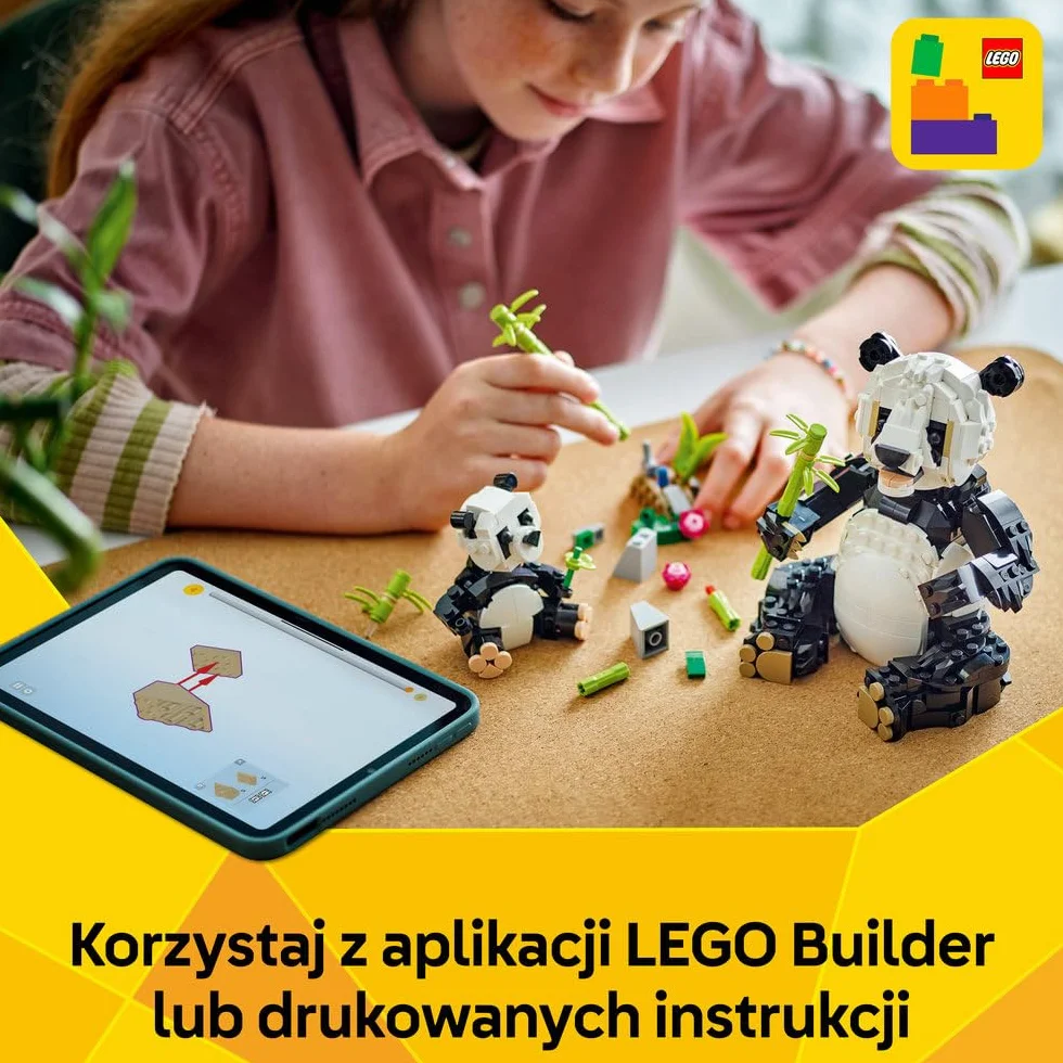 LEGO Creator 3 w 1 Dzikie zwierzęta: rodzina pand, pomysł na prezent dla dziewczynki i chłopca od 8 lat, zabawka konstrukcyjna dla dziecka do przebudowania na figurki zwierząt: orkę lub pingwina 31165
