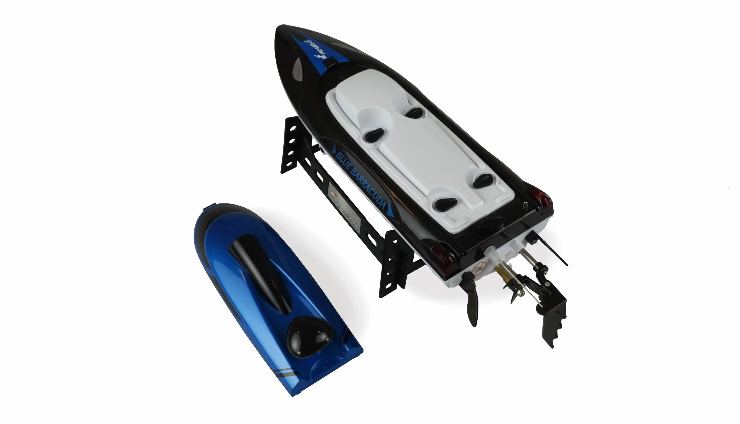 Amewi 26093 Blue Barracuda V2 Mini Boot 2,4 GHz RTR, bezpiecznik, zabezpieczenie przed wywróceniem, podwójna pokrywa, czarno-niebieski