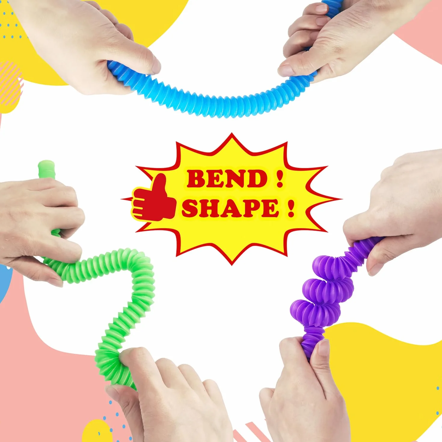 8pcs Pop Tubes, Sensory Fidget Zabawki Stretch Pipe Toy, Zabawki do nauki dla małych dzieci Kolorowe rury, Zgięte do DIY Stress Relief Dzieci Dorośli Boże Narodzenie Prezent na urodziny