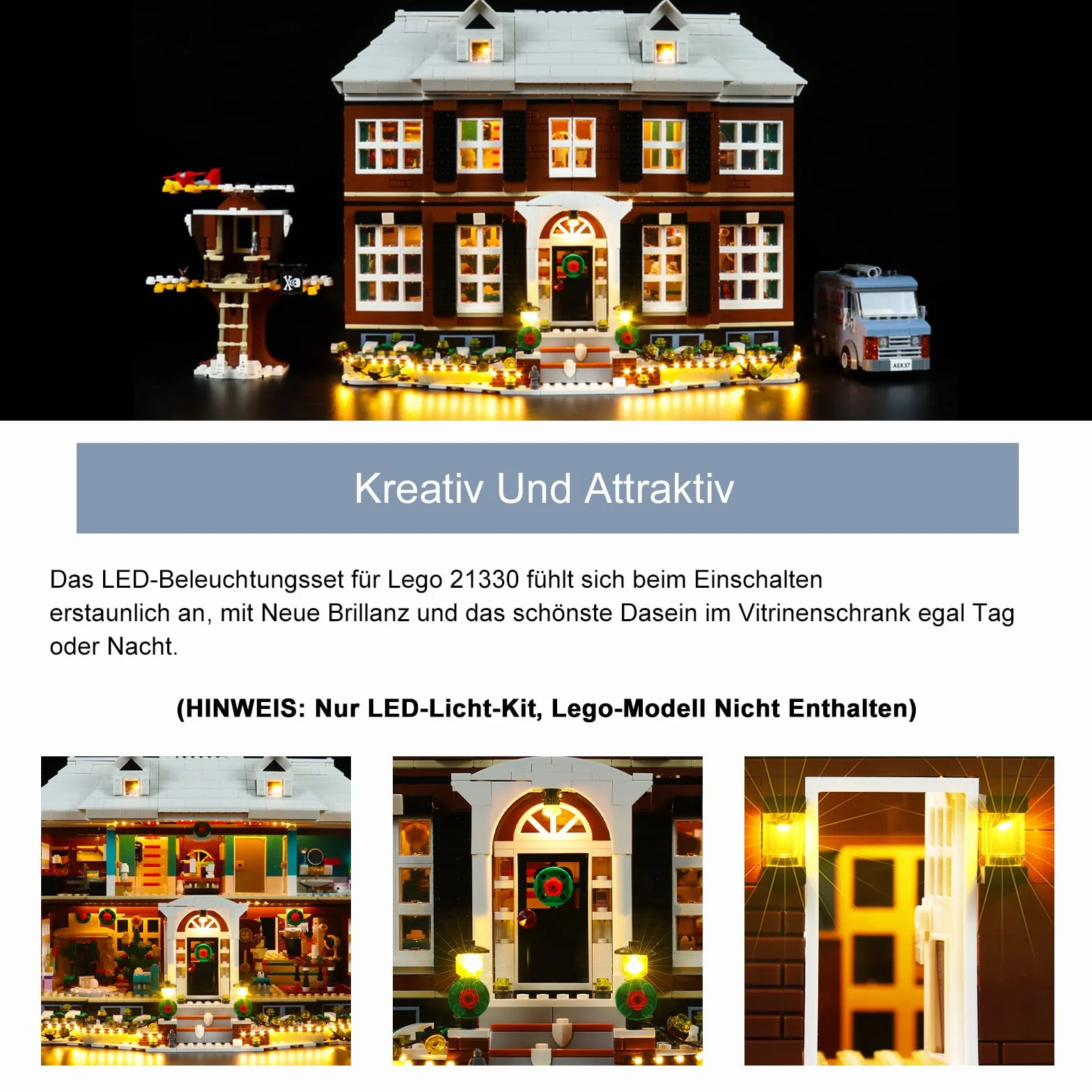 Zestaw oświetlenia LED do Lego 21330 Pomysły Kevin sam w domu, zestaw oświetleniowy Ekskluzywna kolekcjonerska dekoracja domu (bez Lego) — wersja standardowa