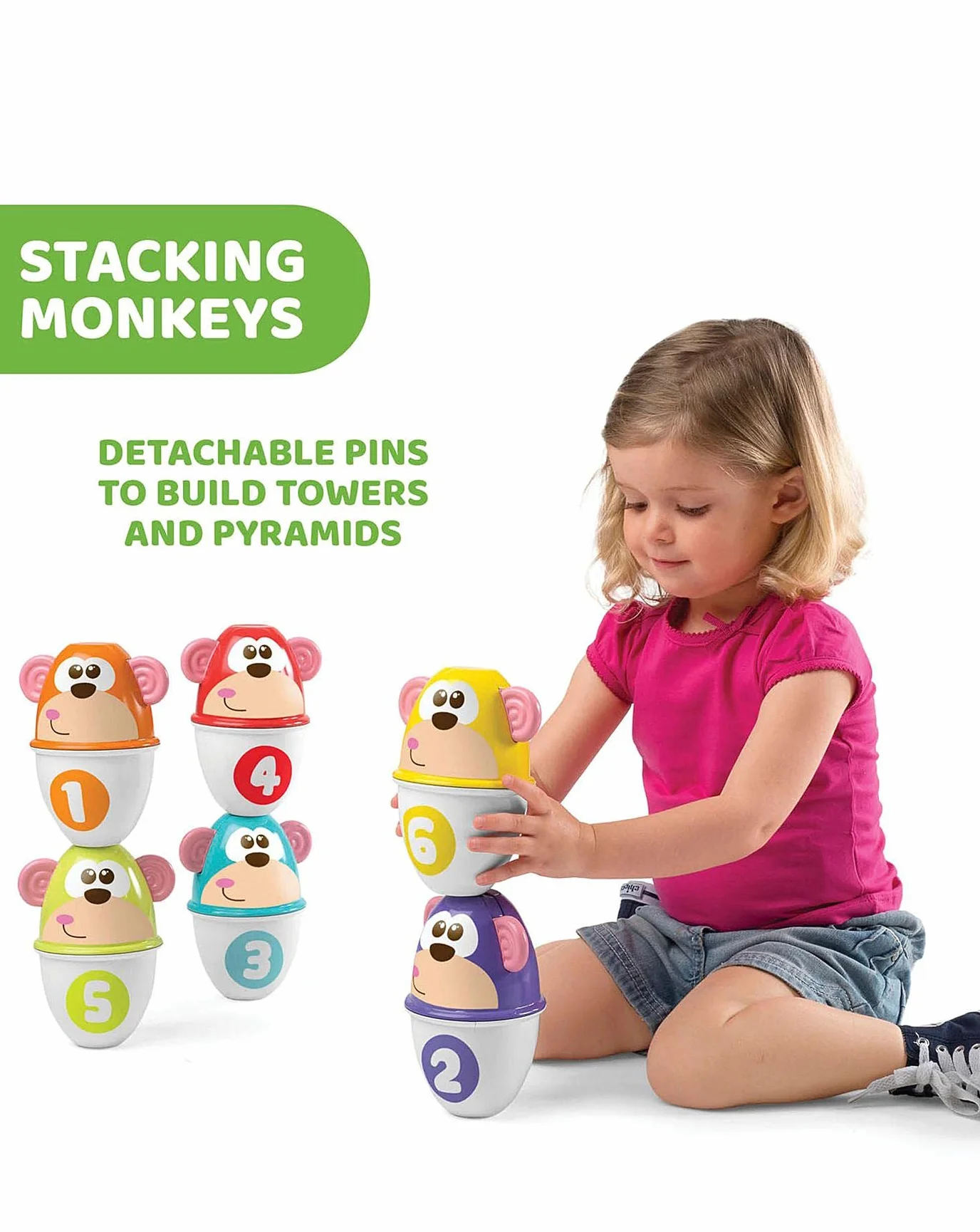 Chicco Kolorowe Kręgle Jungle FIT&FUN, Kolorowe Kręgle, Zestaw do Gry w Kręgle, Zabawki dla Chłopca i Dziewczynki