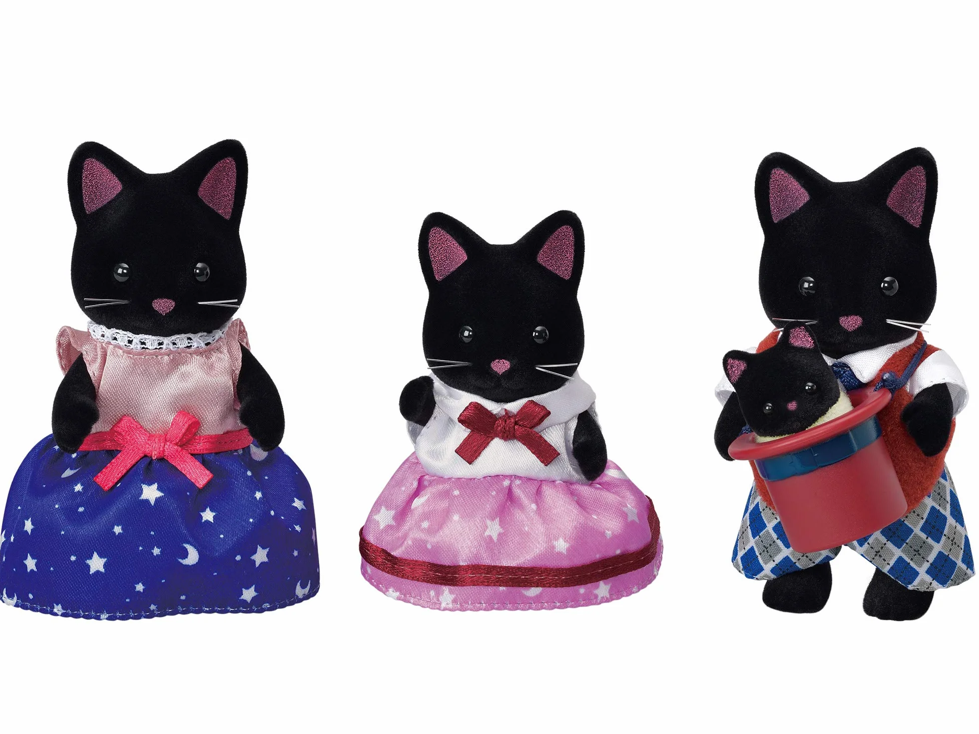 Sylvanian Families Rodzina Czarnych Kotków Zestaw do Zabawy z Lalką, Wielokolorowy, ‎4.5 x 3.3 x 8.5 cm; 140 g
