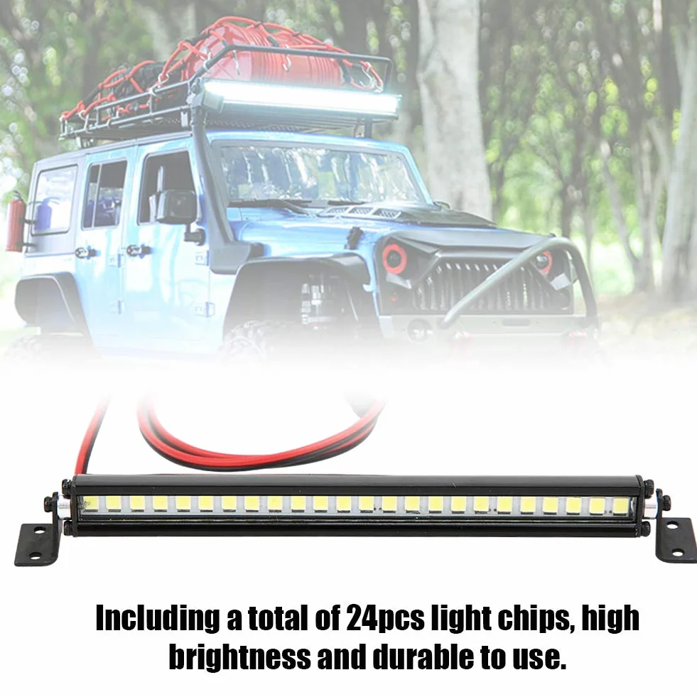 Listwa świetlna Rc Rc światła Samochodowe Metal + Plastik Czarny 24 Oświetlenie Dachowe Led Bar Lampa Dachowa Dekoracja Akcesoria Rc Pasujące do Samochodu Scx10 1 10 4Wd