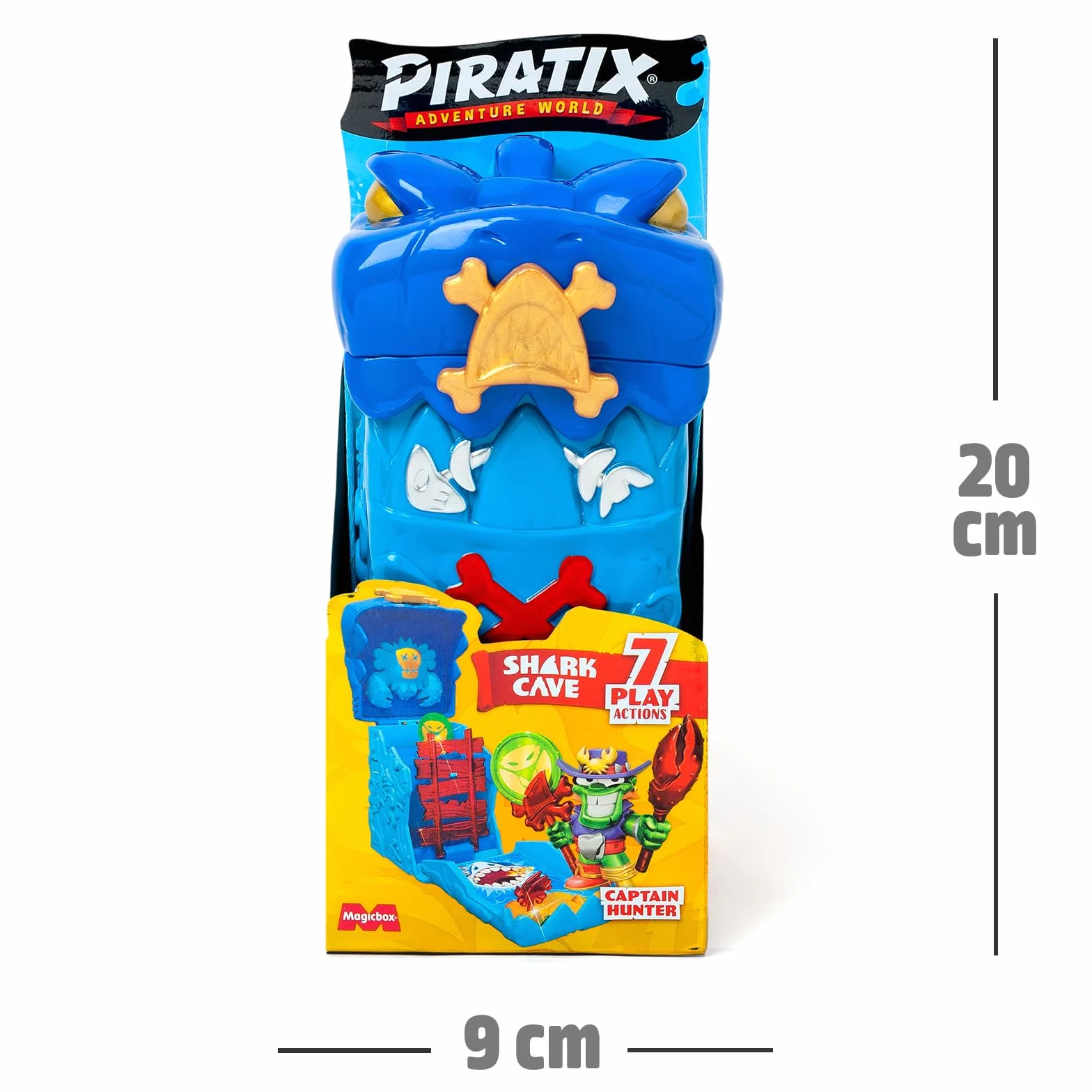 PIRATIX Secret Shark Cave - Tajna Jaskinia Shark Island, zawiera 1 jaskinię Shark, 1 Piratix, 2 akcesoria (1 broń i 1 berło), 1 krab i 1 skarb