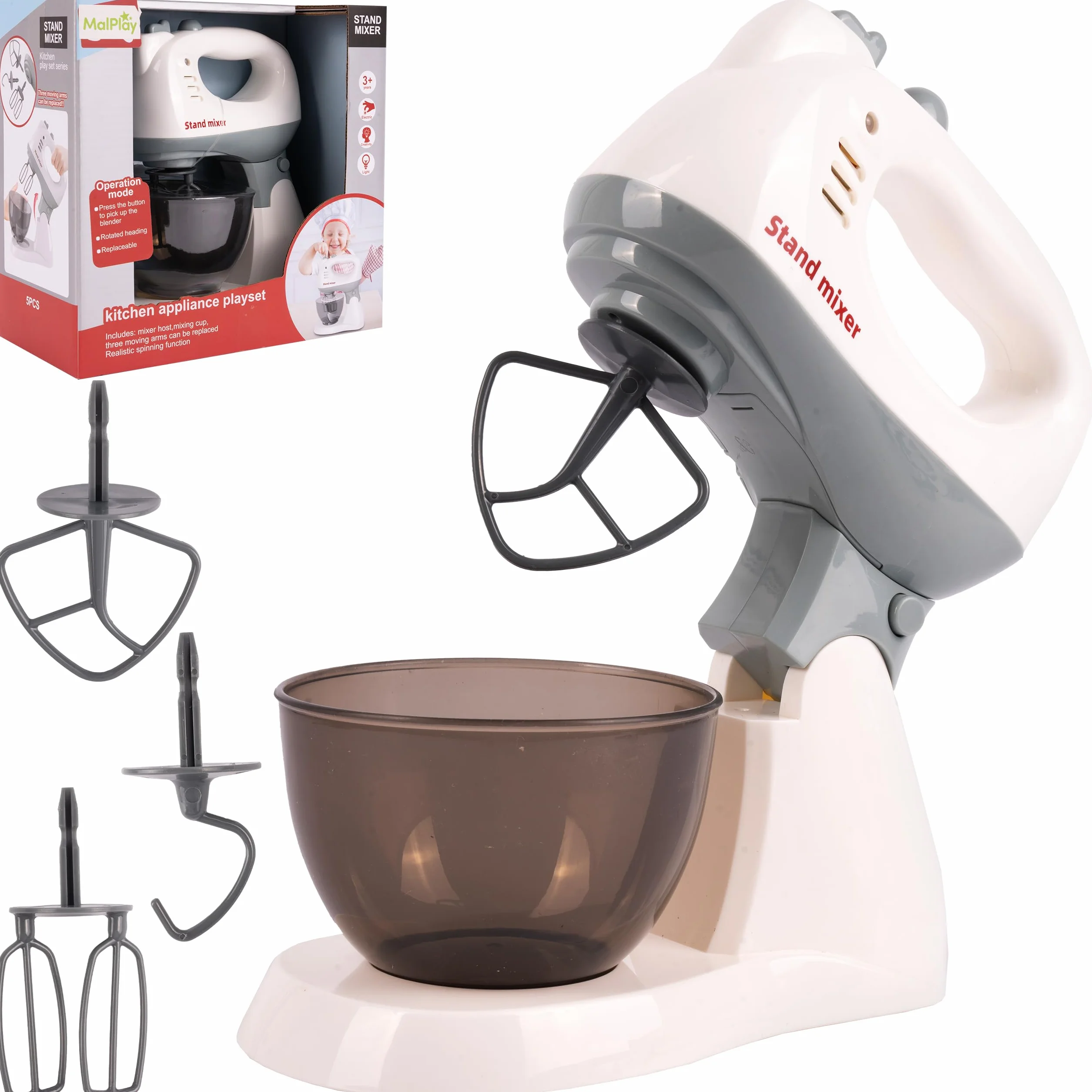 MalPlay Robot kuchenny, zabawka kuchenna, akcesoria do pieczenia, akcesoria kuchenne do zabawek, mikser dla dzieci od 3 lat