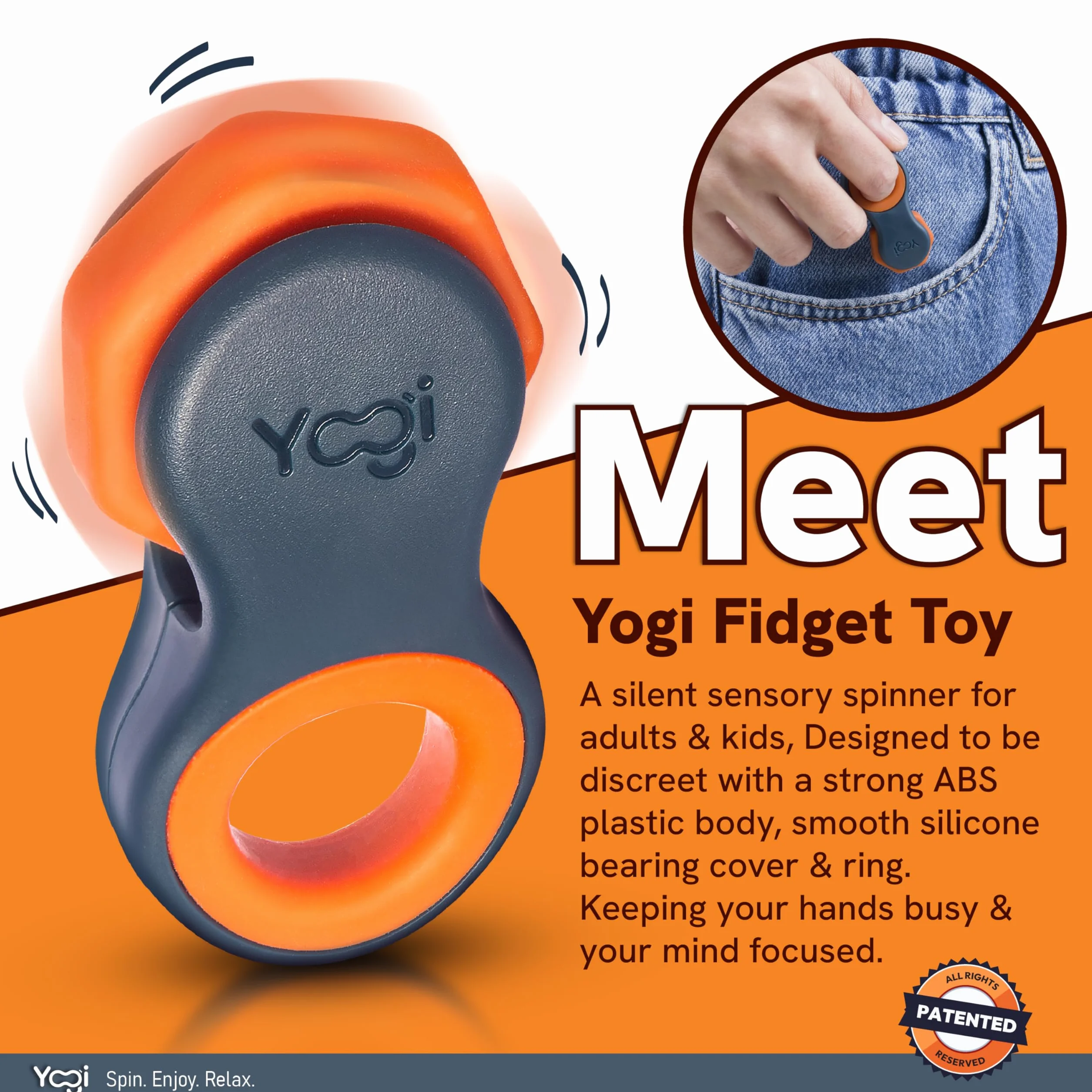 Yogi zabawka fidget, fidget spinnery dla dorosłych, łagodząca stany lękowe, idealna dla osób z ADHD, ADD i autyzmem, ciche zabawki fidget dla dorosłych i dzieci, pięć rozmiarów pierścieni - supernowa