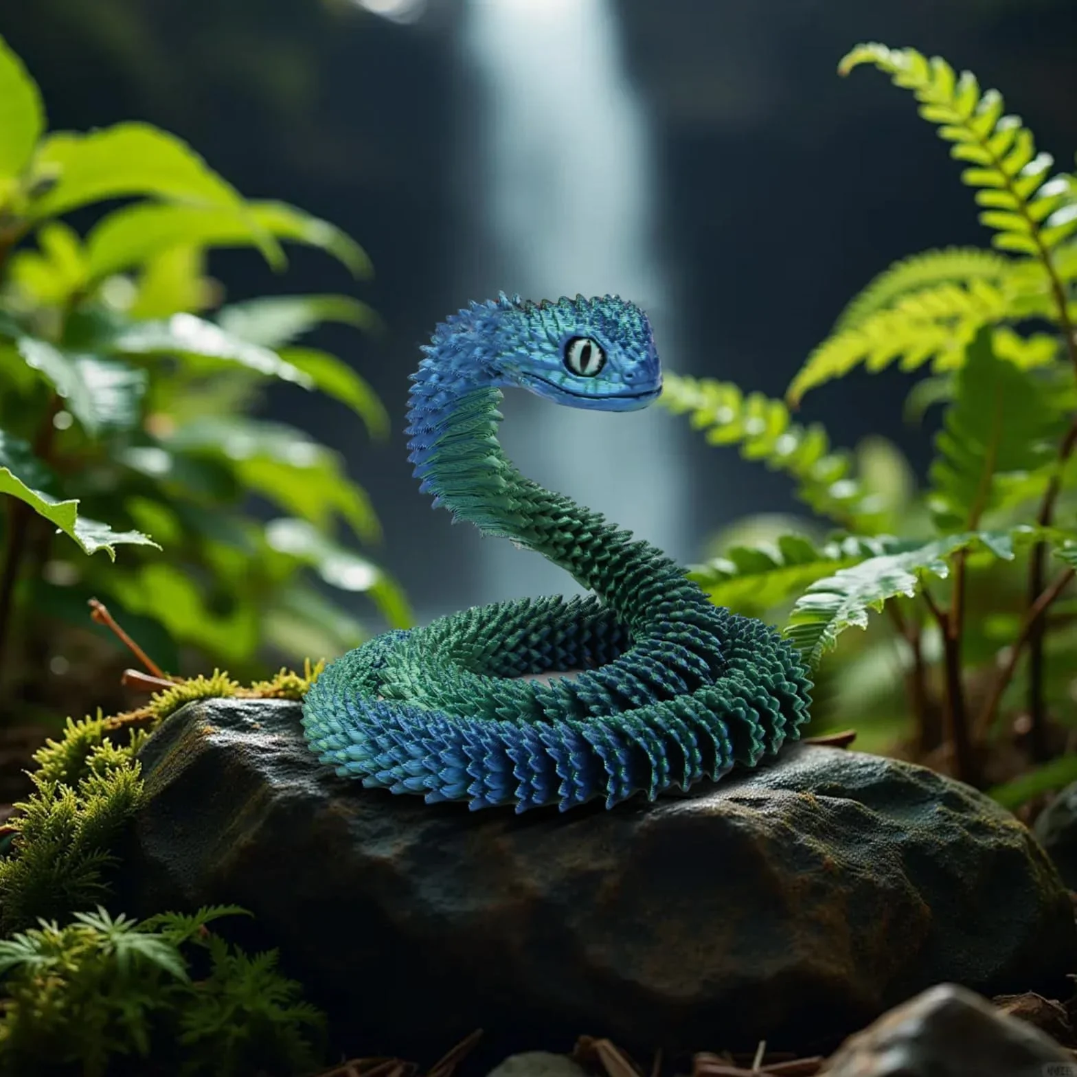 Joycabin Zabawka z nadrukiem 3D, 60 cm, elastyczny wąż Fidget Toys, model węża, zabawki z nadrukiem 3D, zabawka dla dzieci, na biurko, do mieszkania (niebiesko-zielony)