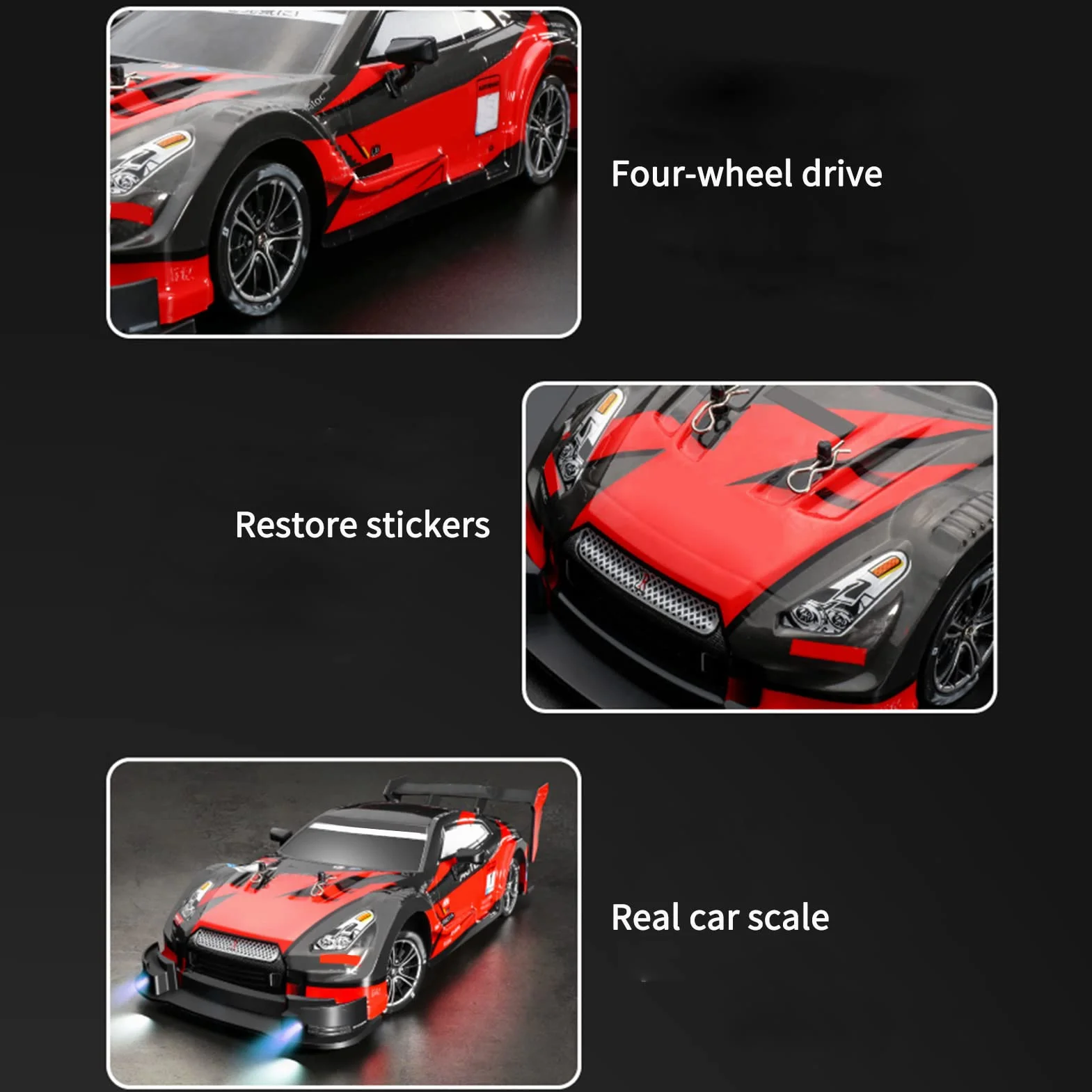 Goolsky Zdalnie sterowany samochód, RC Drift Car 1/16 RC Car 2,4 GHz 4WD 40 km/h RC Race Car High Speed prezent dla dzieci RTR