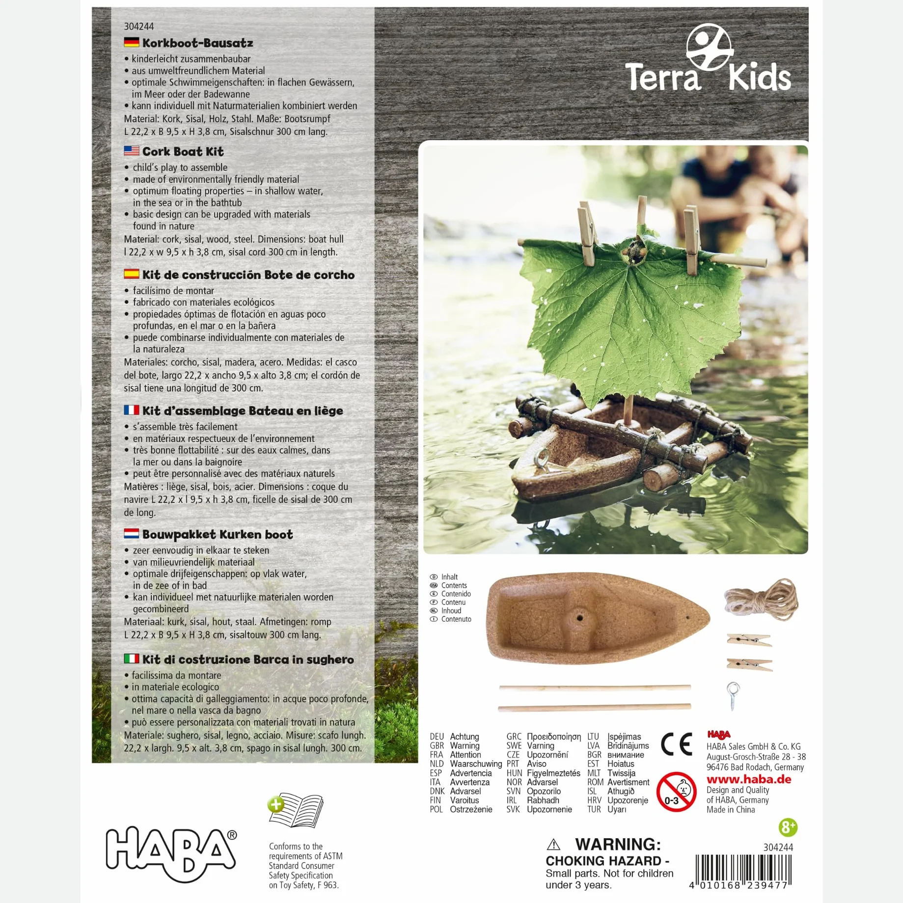 HABA 304244 Terra Kids Assembly kit Cork Boat- Optimum floating properties – in shallow water, in the sea or in the bathtub, made of environmentally friendly material