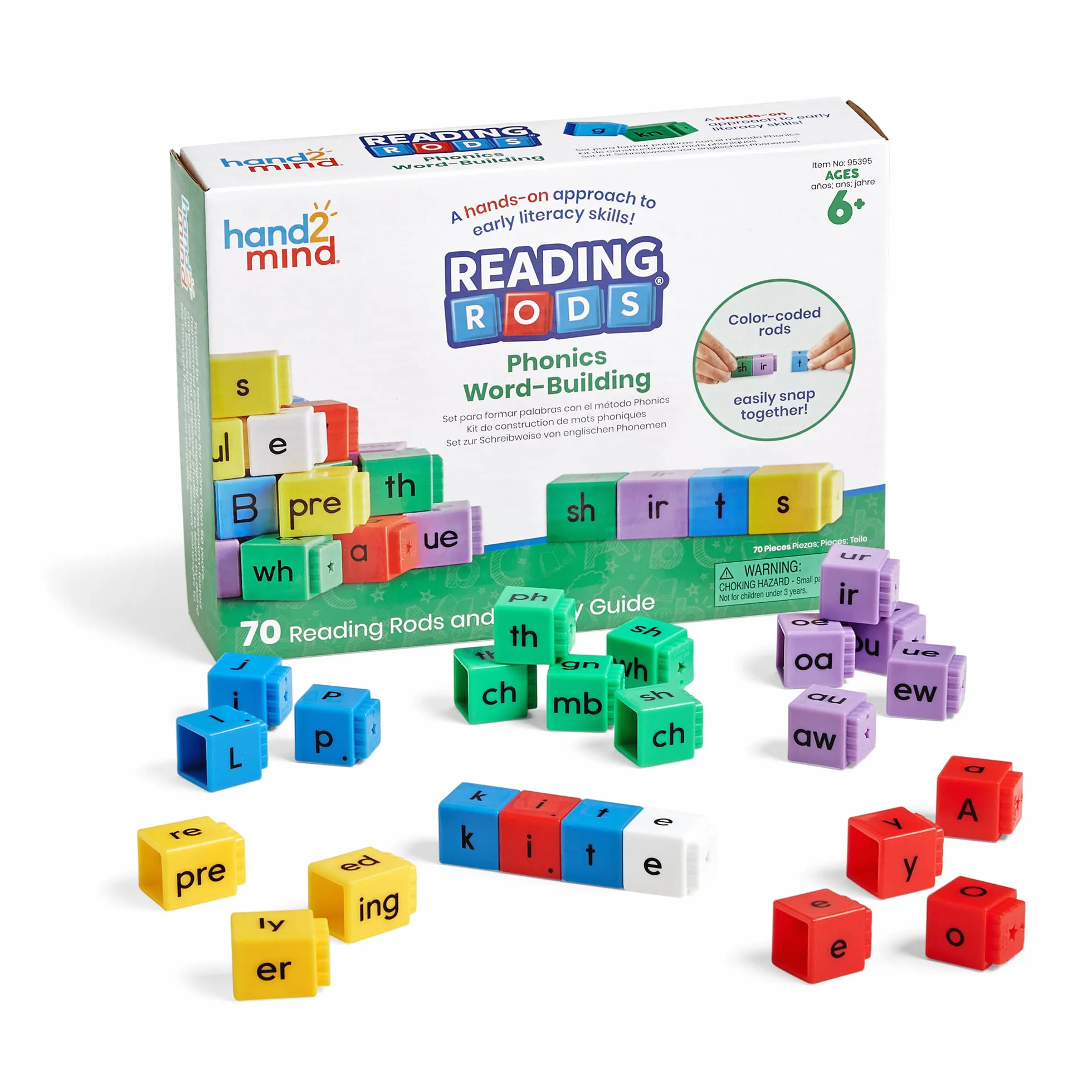 Klocki Reading Rods do Fonetycznej Nauki Czytania i Tworzenia Słów marki Learning Resources, Nauka czytania, Zabawa w tworzenie słów, Zabawki do nauki ortografii