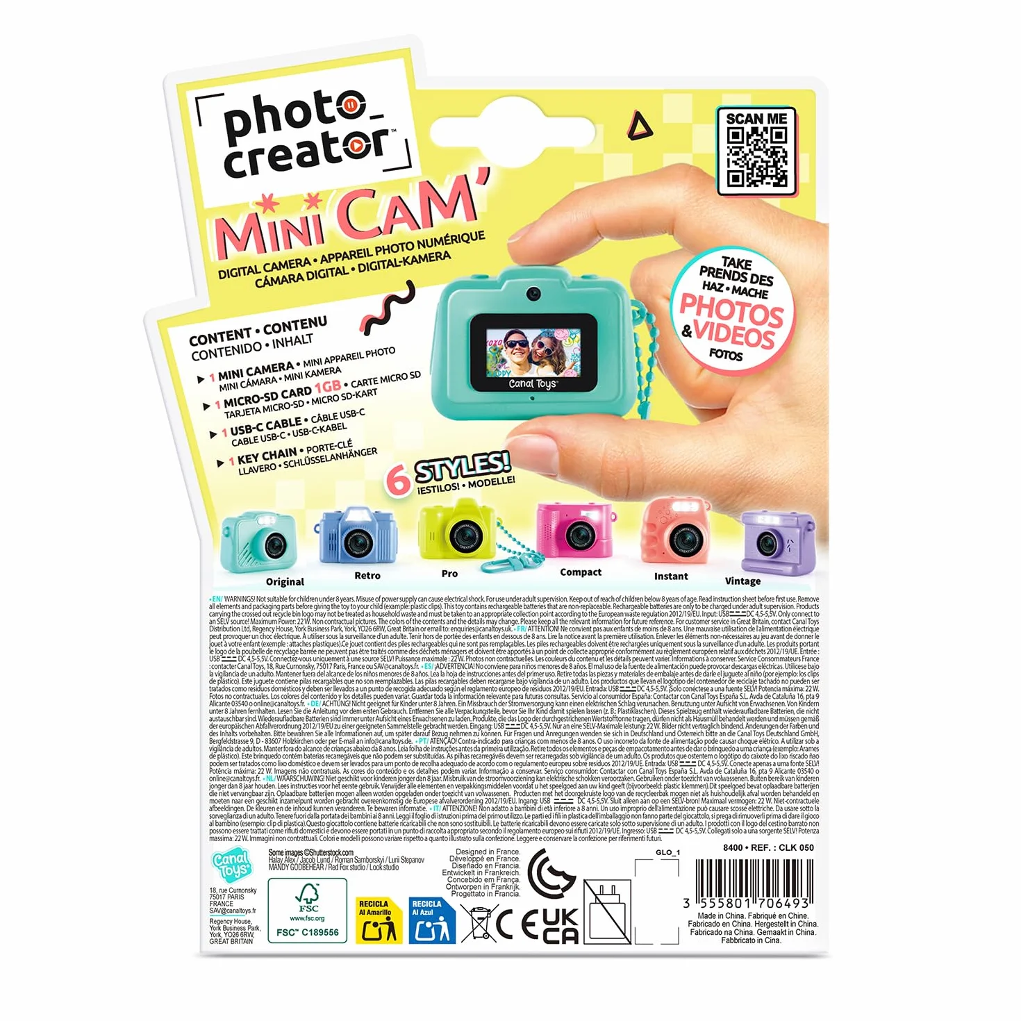 Canal Toys Kreator zdjęć - aparat cyfrowy i wideo Mini Cam - kompaktowy - z brelokiem i kartą SD 1 GB w zestawie - CLK 061, różowy