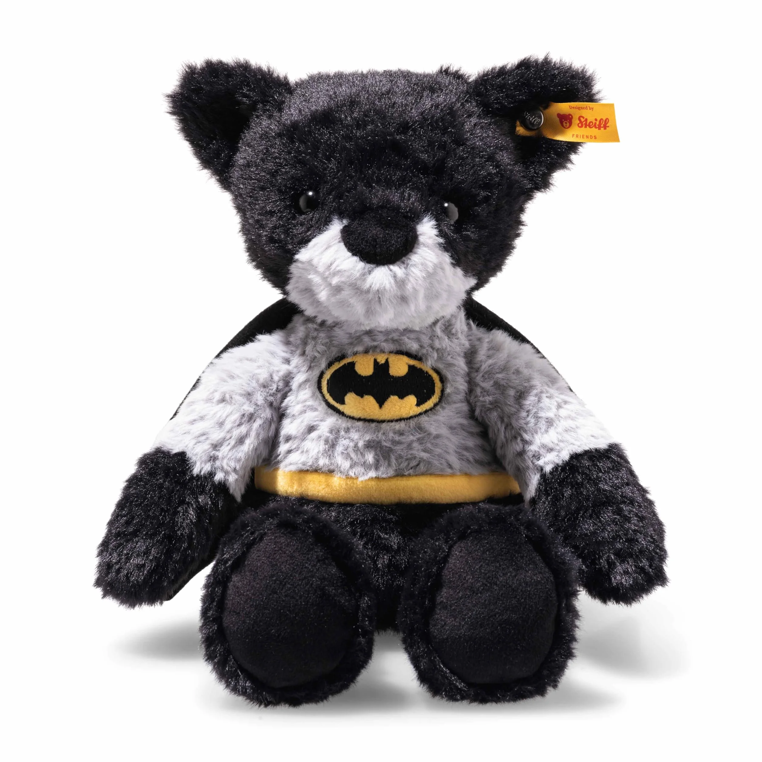 Steiff Pluszowy miś Batman 29 cm, kolorowy, przytulanka, super bohater, idealny dla dzieci i fanów, pluszowy miś w stylu Batmana, wykonany z miękkiego pluszu, można prać w pralce