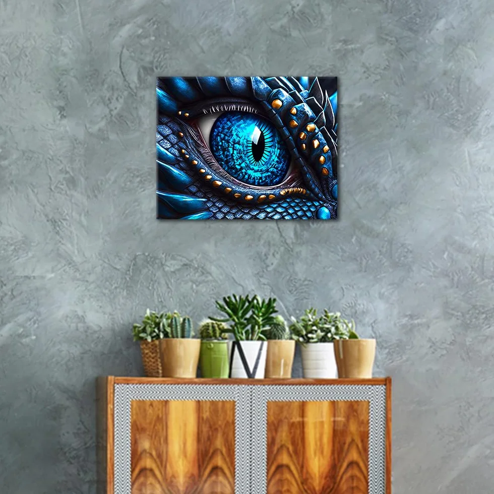 TISHIRON Zestaw do malowania według liczb dla dorosłych – fantazyjne niebieskie oko smoka, 40 x 50 cm, obraz olejny "zrób to sam" z pędzlami i farbami, relaksujący projekt artystyczny do domu