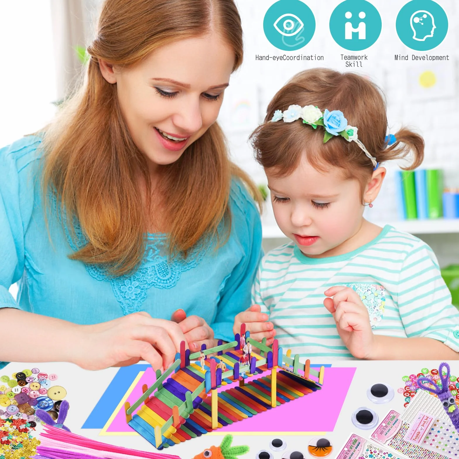 TAVADA Zestaw do majsterkowania dla dzieci, 3000 sztuk, do scrapbookingu, z pudełkiem do przechowywania, akcesoria do majsterkowania, papier do majsterkowania, rzemiosła artystycznego, do