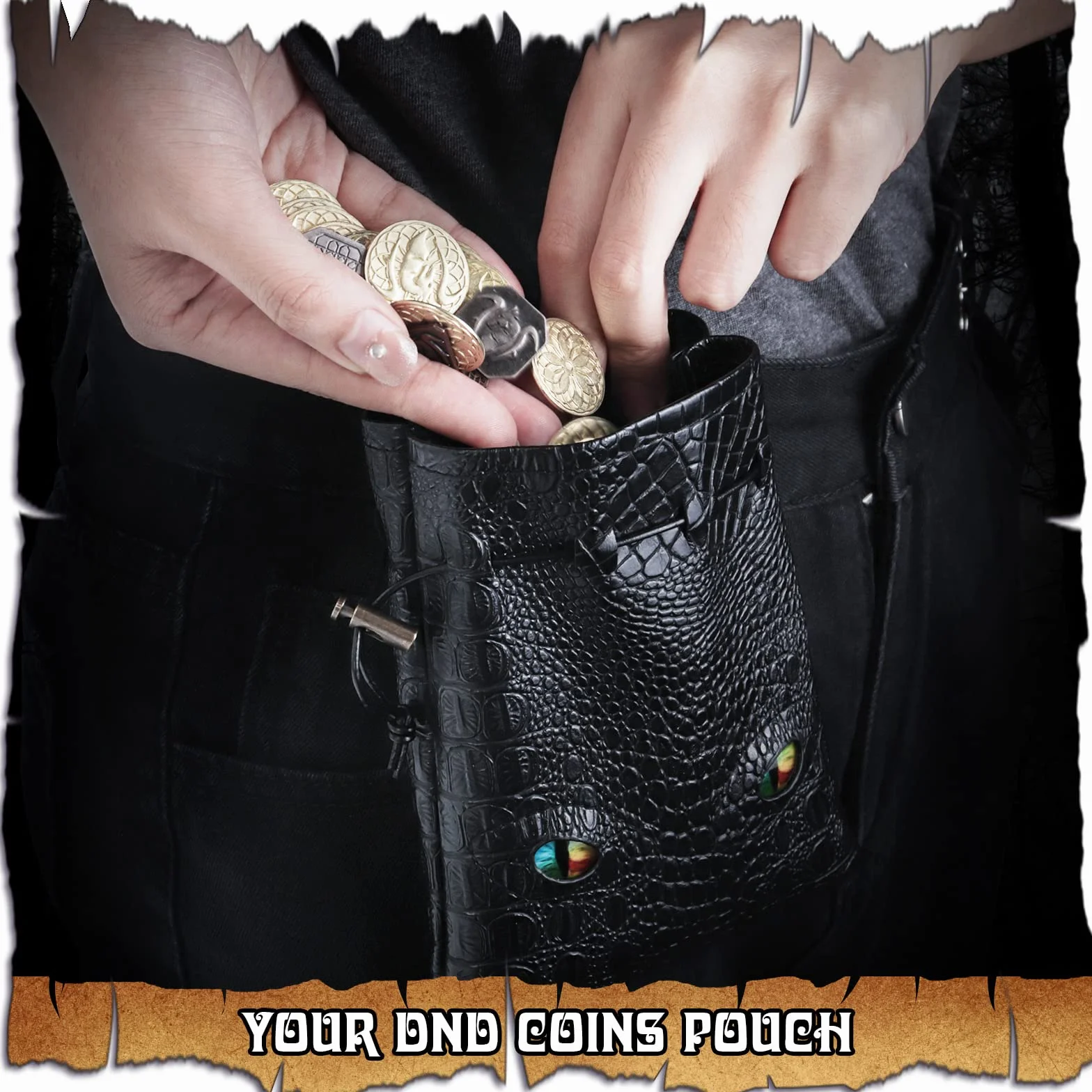 120 szt., metalowe, srebrne i miedziane monety DND, żetony DND i akcesoria, z torbą ze skóry PU, sztuczne monety do gry planszowej cosplay