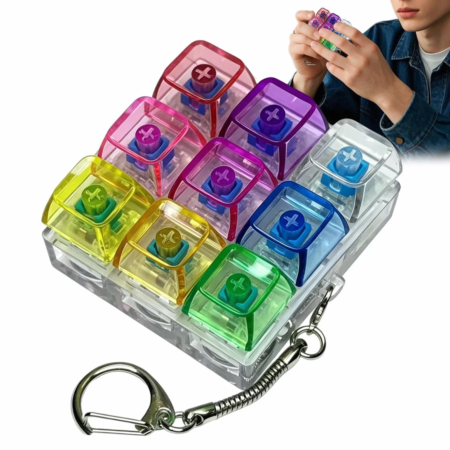 Klawiatura Fidget | 9 sensorycznych przycisków | Zabawka antystresowa z kliknięciem ze światłem, do szkoły pracy, domu, samochodu, samolotu, podróży, na imprezę