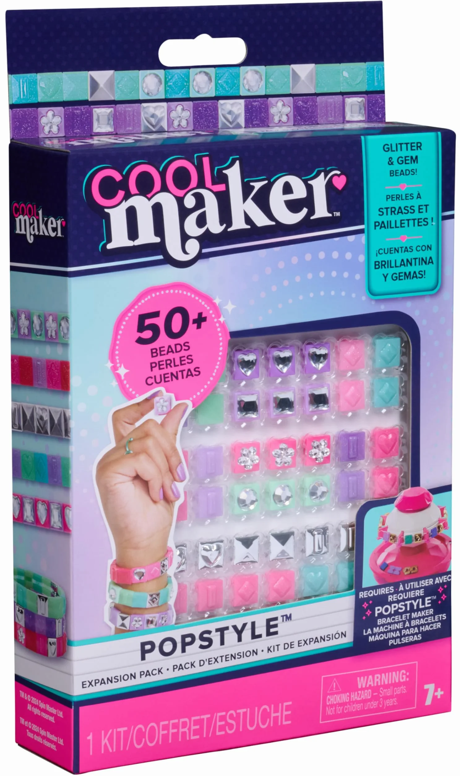 COOL MAKER - POPOKRYCIE STYLOWE PACK STRASS I PALLETTES - Przedłużenie do maszyny - Bransoletka przyjaźni - Prosta obsługa - Prosty trend - Zabawki dla dzieci 7 lat i + - zestawy do majsterkowania