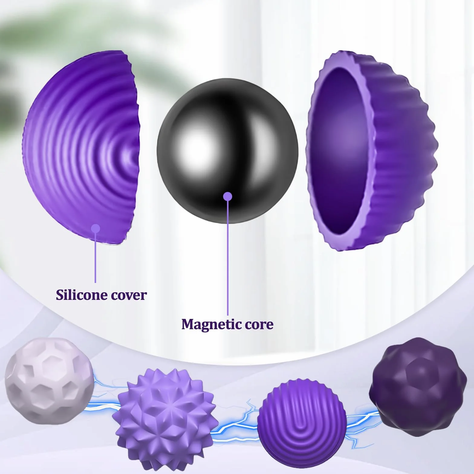 8 Szt. Zabawki Antystresowe Magnetyczne – Silikonowe Zabawki Fidget, Idealne na Stres, Relaks i Skupienie dla Dzieci i Dorosłych (Fioletowy)