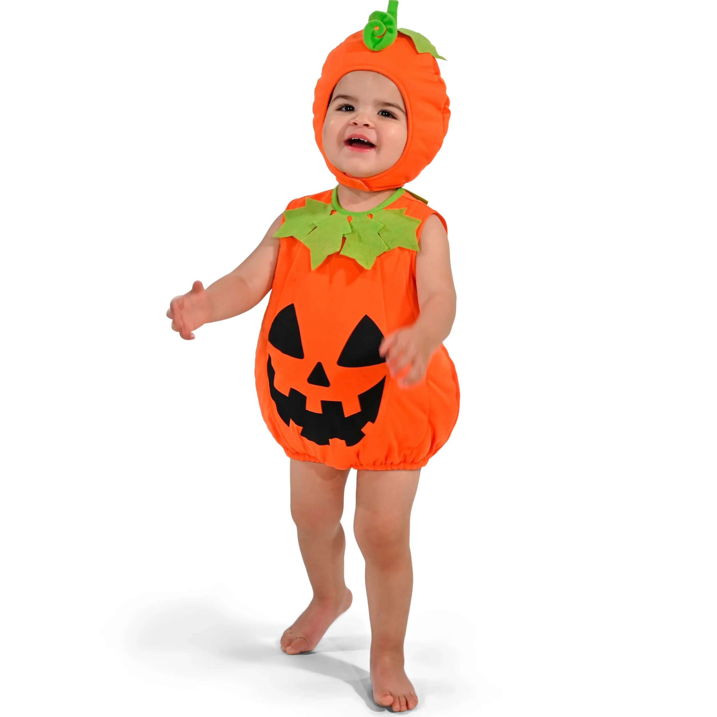 Spooktacular Creations Kostium dyni dla niemowląt, uroczy strój dyni, pomarańczowy kostium bez rękawów na Halloween na imprezę (3 do 4 lat)